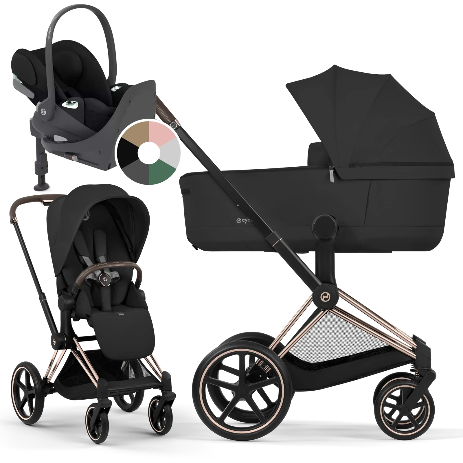 Cybex Priam 5.0 - wózek 4w1 | Sepia Black - Rosegold (Comfort)