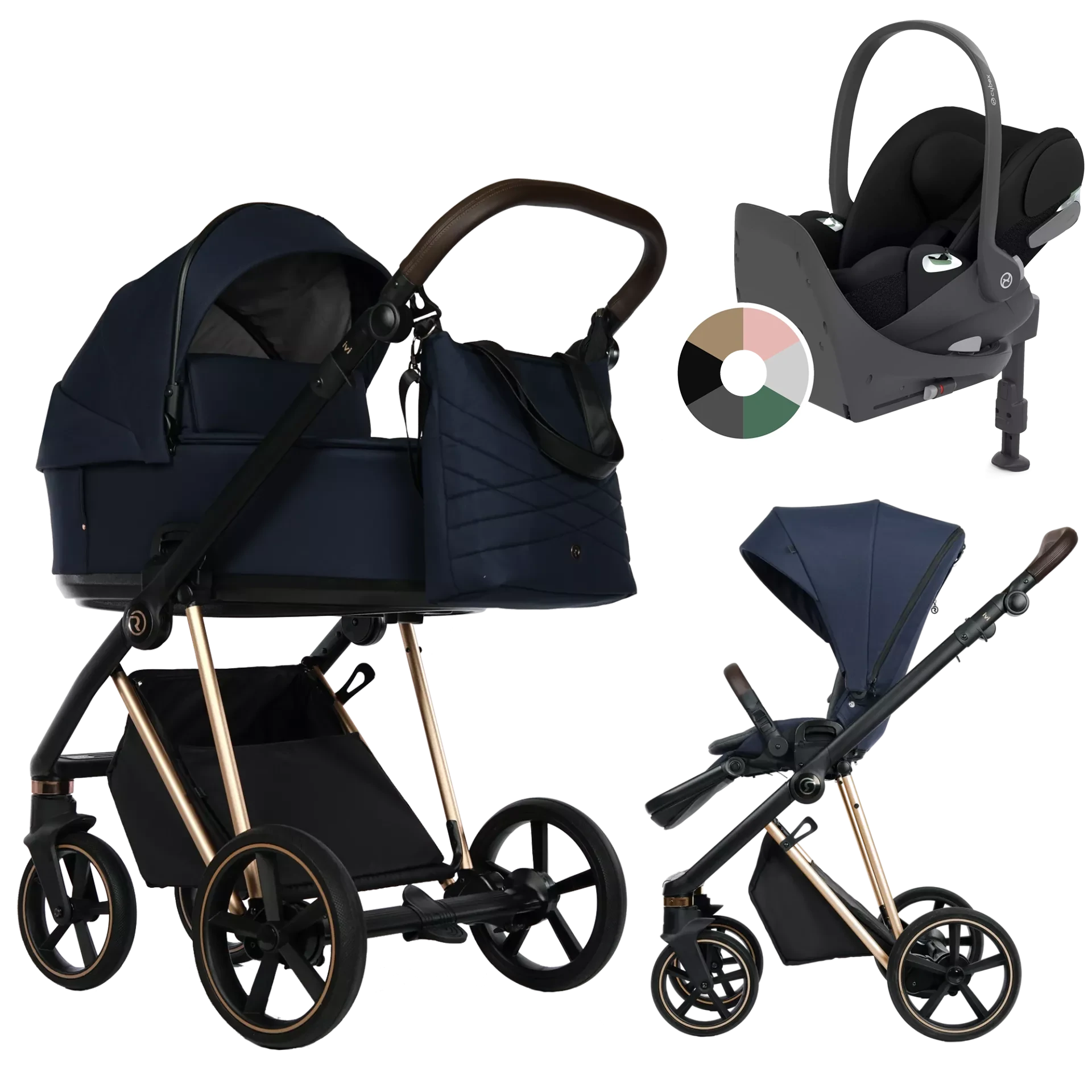 Roan Ivi 2.0 + Cybex Cloud T + baza T +GRATIS - 4w1 | Mystic Blue Rosegold