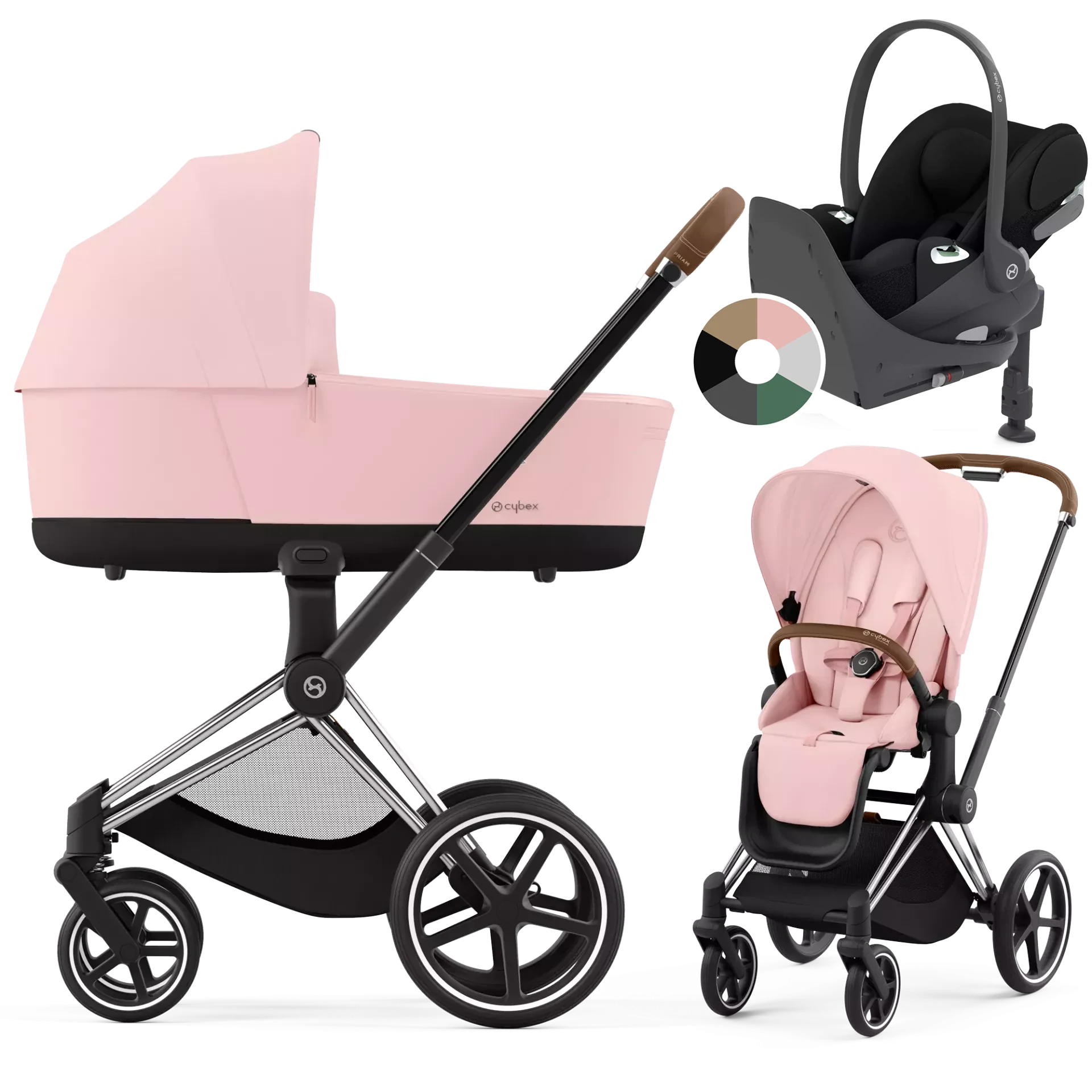 Cybex Priam 4.0 + Cybex Cloud T i-Size + baza T - 4w1 | Peach Pink (Chrome Brown Frame)
