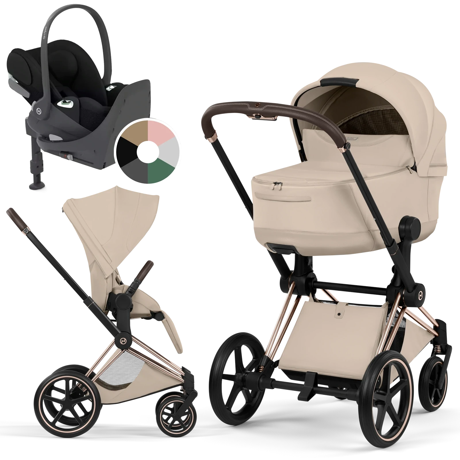 Cybex Priam 5.0 - wózek 4w1 | Cozy Beige - Rosegold (Style)