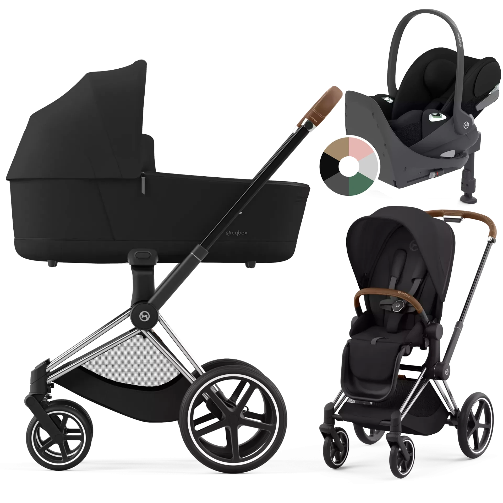 Cybex Priam 4.0 + Cybex Cloud T i-Size + baza T - 4w1 | Sepia Black (Chrome Brown Frame)