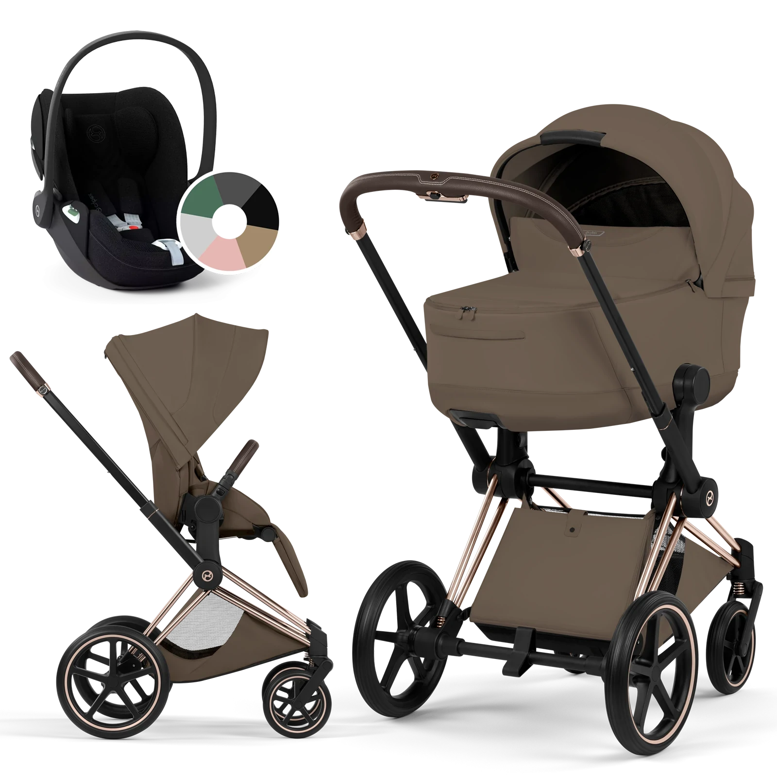 Cybex Priam 5.0 - wózek 3w1 | Coconut Brown - Rosegold (Style)