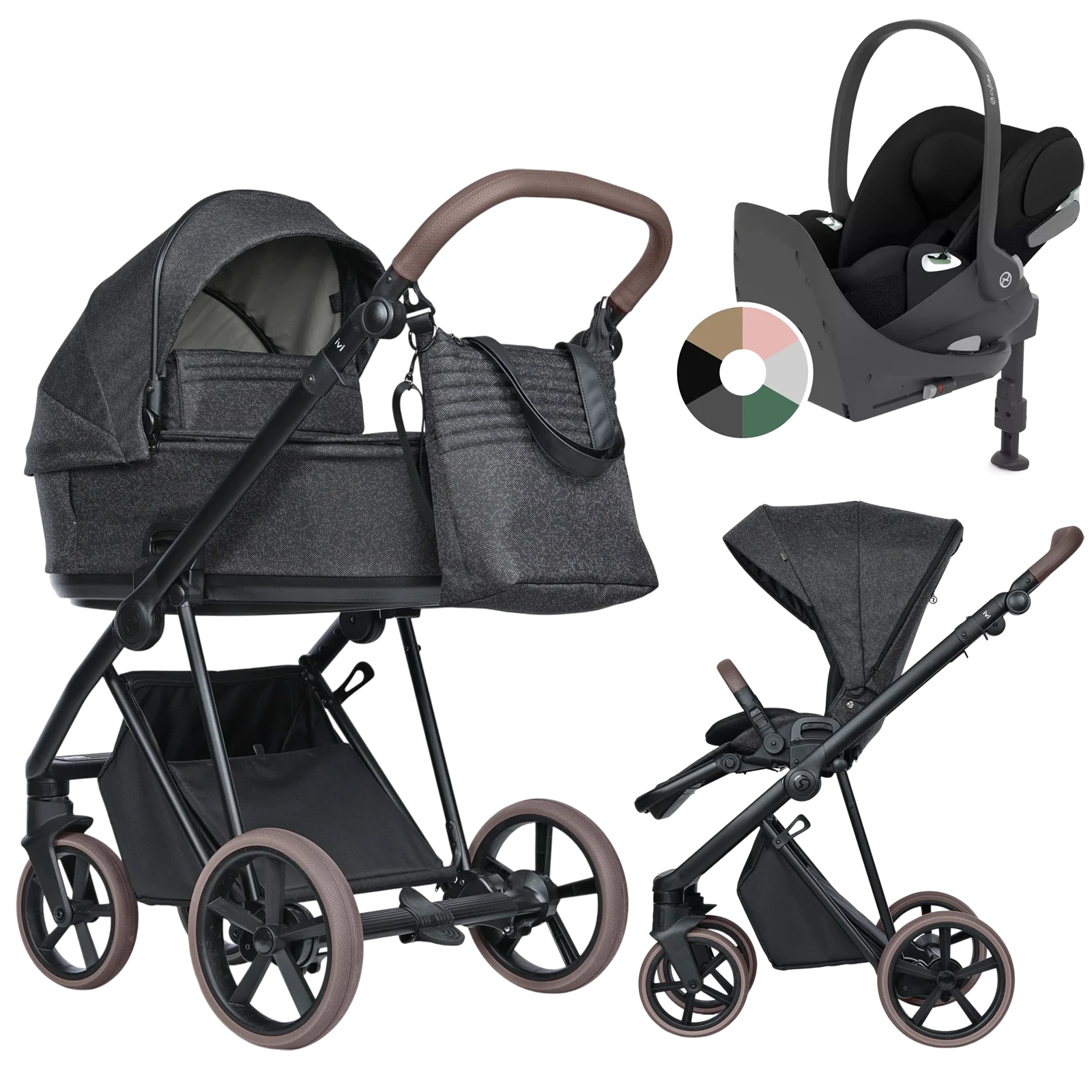 Roan Ivi 2.0 Vintage + Cybex Cloud T + baza T + GRATIS - 4w1 | Pixel Dark