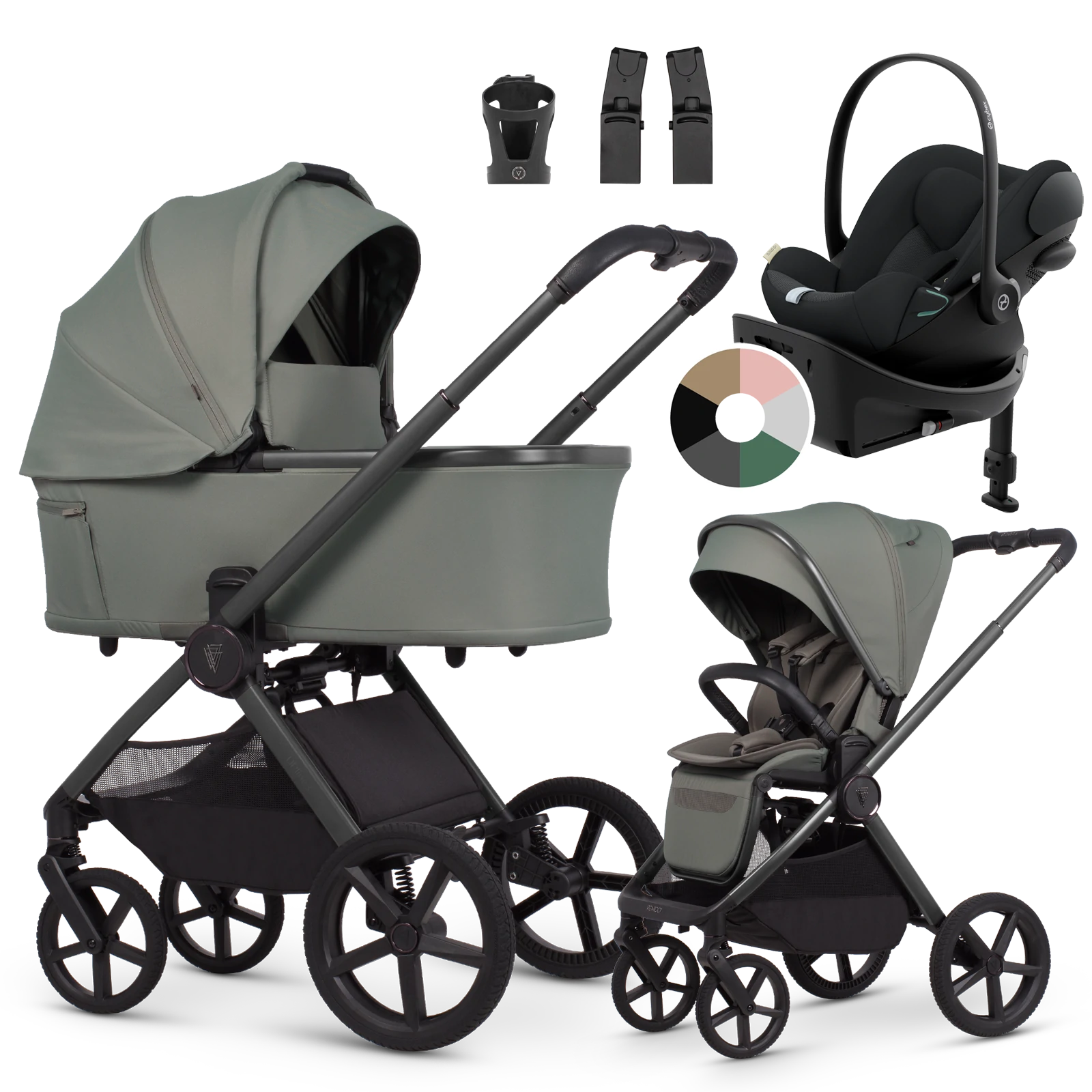 Venicci Upline 3 + Cybex Cloud G3 + baza G3 + AKCESORIA - 4w1 | Aloe