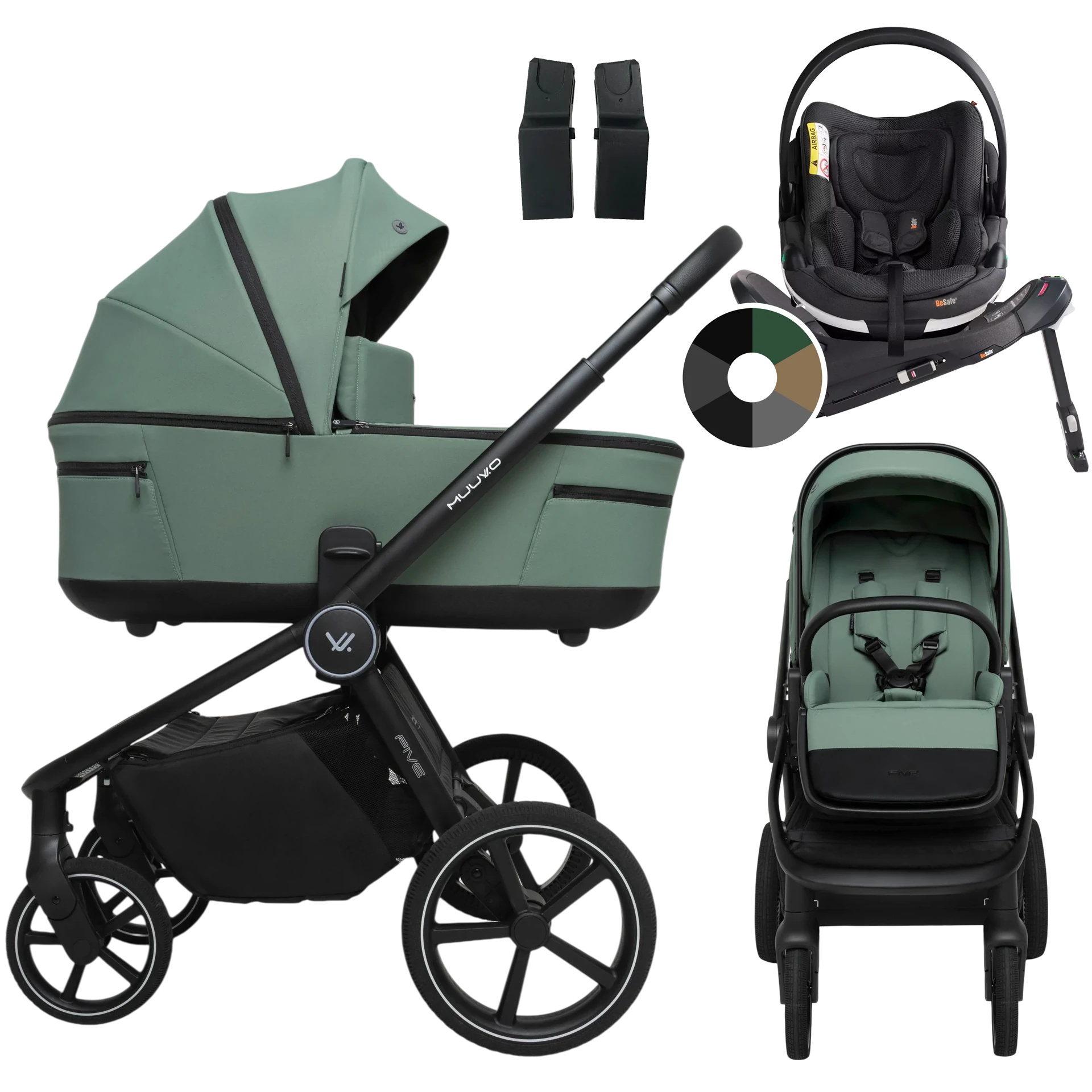 Muuvo Five + BeSafe Go Beyond + baza Beyond +GRATIS - 4w1 | Pine Green