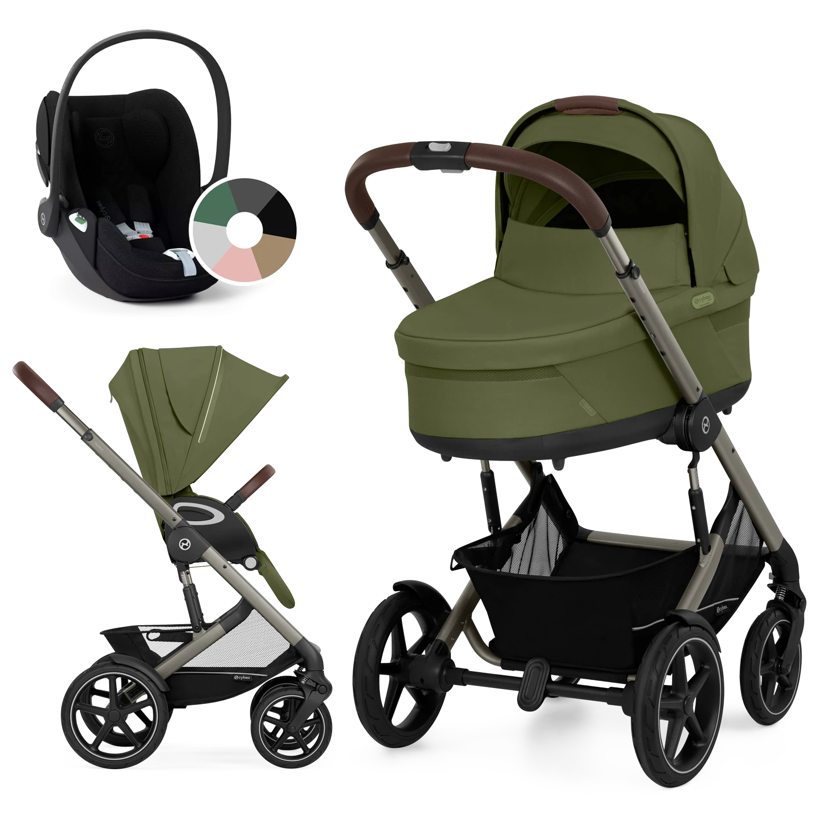 Cybex Talos S Lux + Cybex Cloud T i-Size - wózek 3w1 | Moss Green