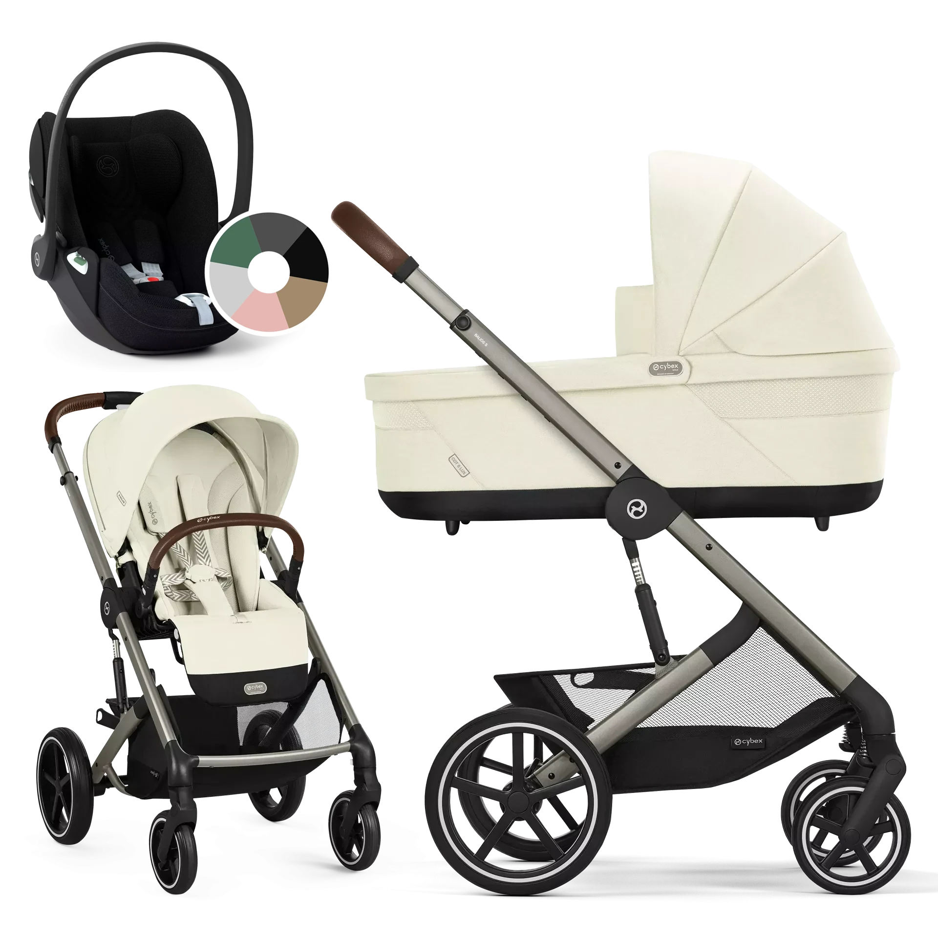 Cybex Balios S Lux + fotelik Cybex Cloud T i-Size - wózek 3w1 | Seashell Beige