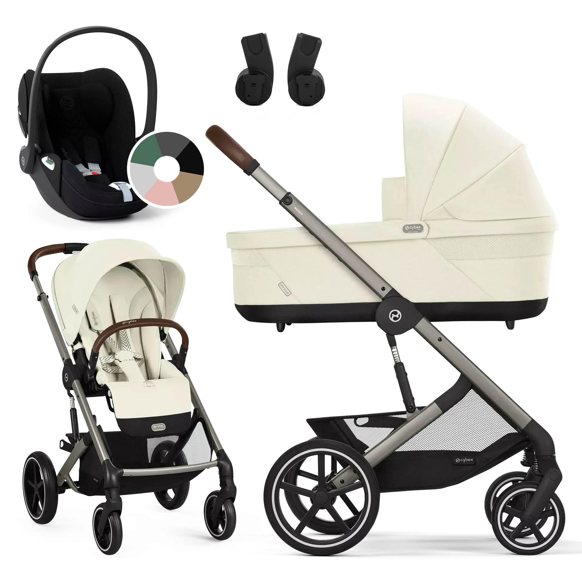 Cybex Balios S Lux + Cybex Cloud T i-Size - wózek 3w1 | Seashell Beige