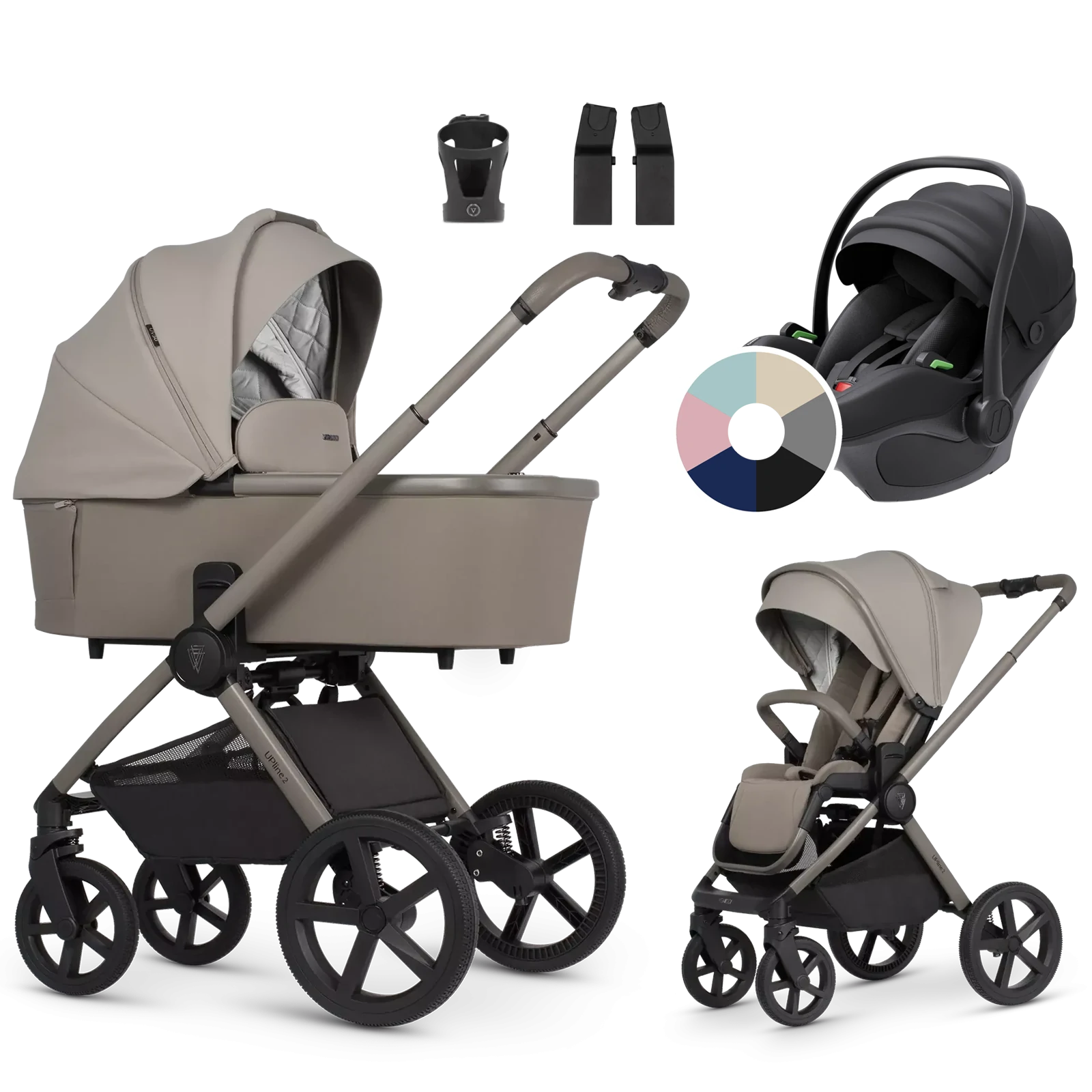 Venicci Upline 2 + Avionaut Pixel 3 + AKCESORIA - 3w1 | Taupe
