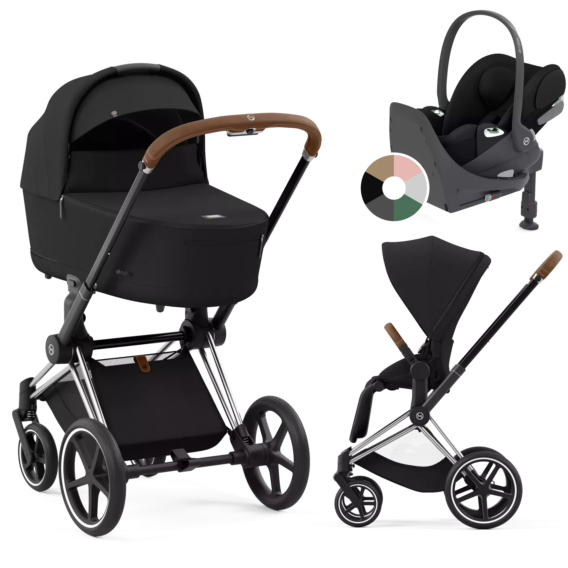Cybex Priam 4.0 + Cybex Cloud T i-Size + baza T - 4w1 | Sepia Black (Chrome Brown Frame)