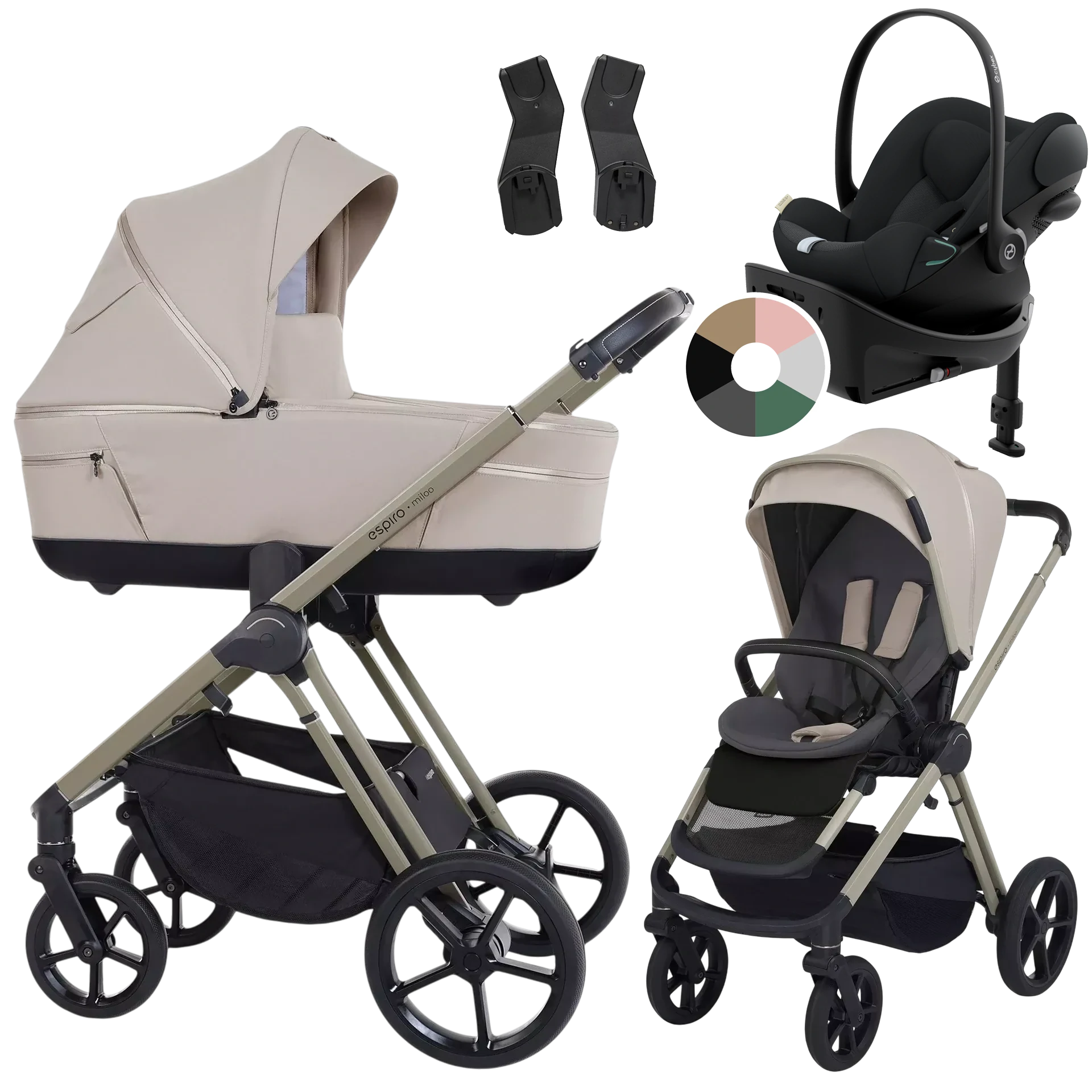 Espiro Miloo + Cybex Cloud G + baza G +GRATIS - 4w1 | 219 White Pearl