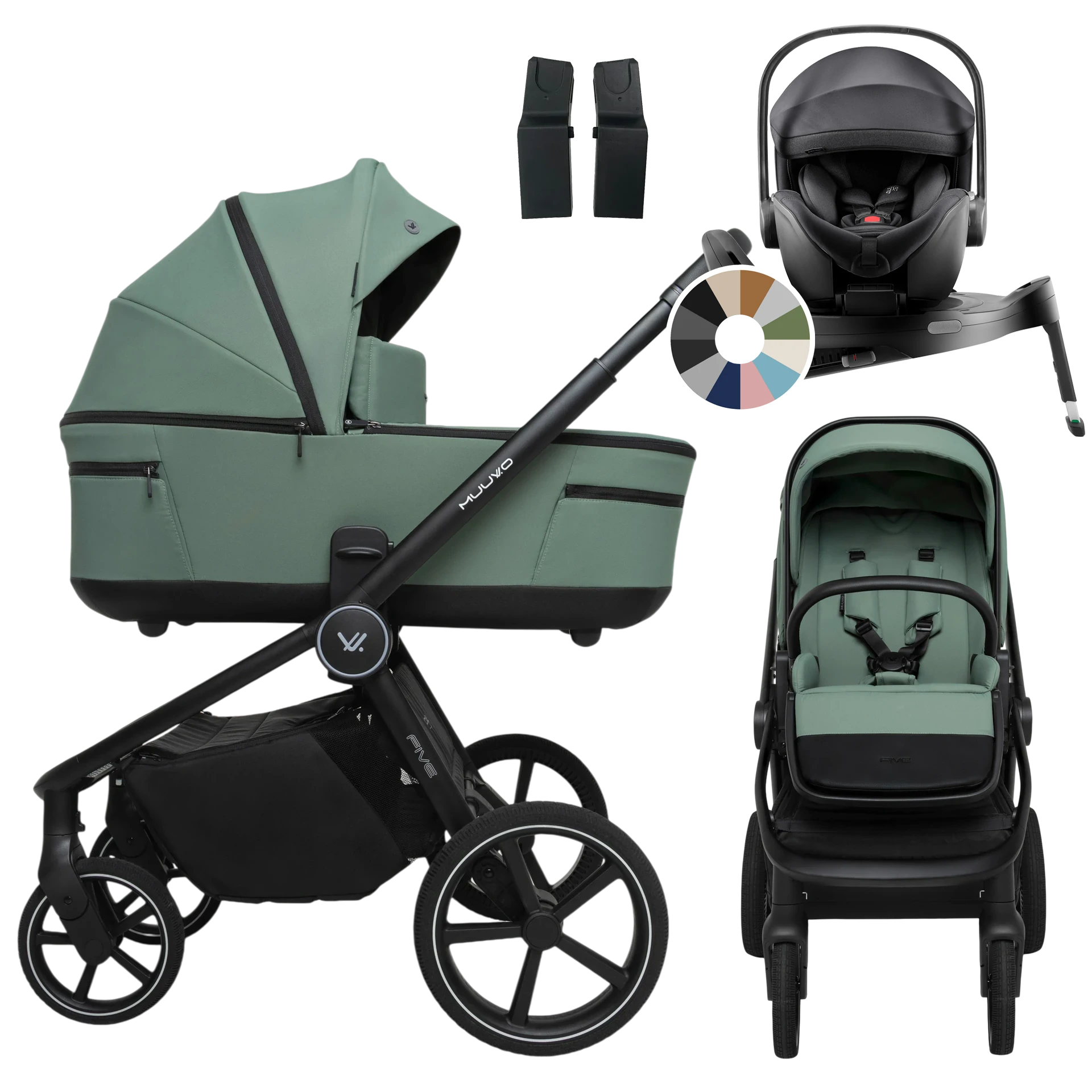 Muuvo Five + Britax Römer Baby-Safe Pro + baza Vario 5Z +GRATIS - 4w1 | Pine Green