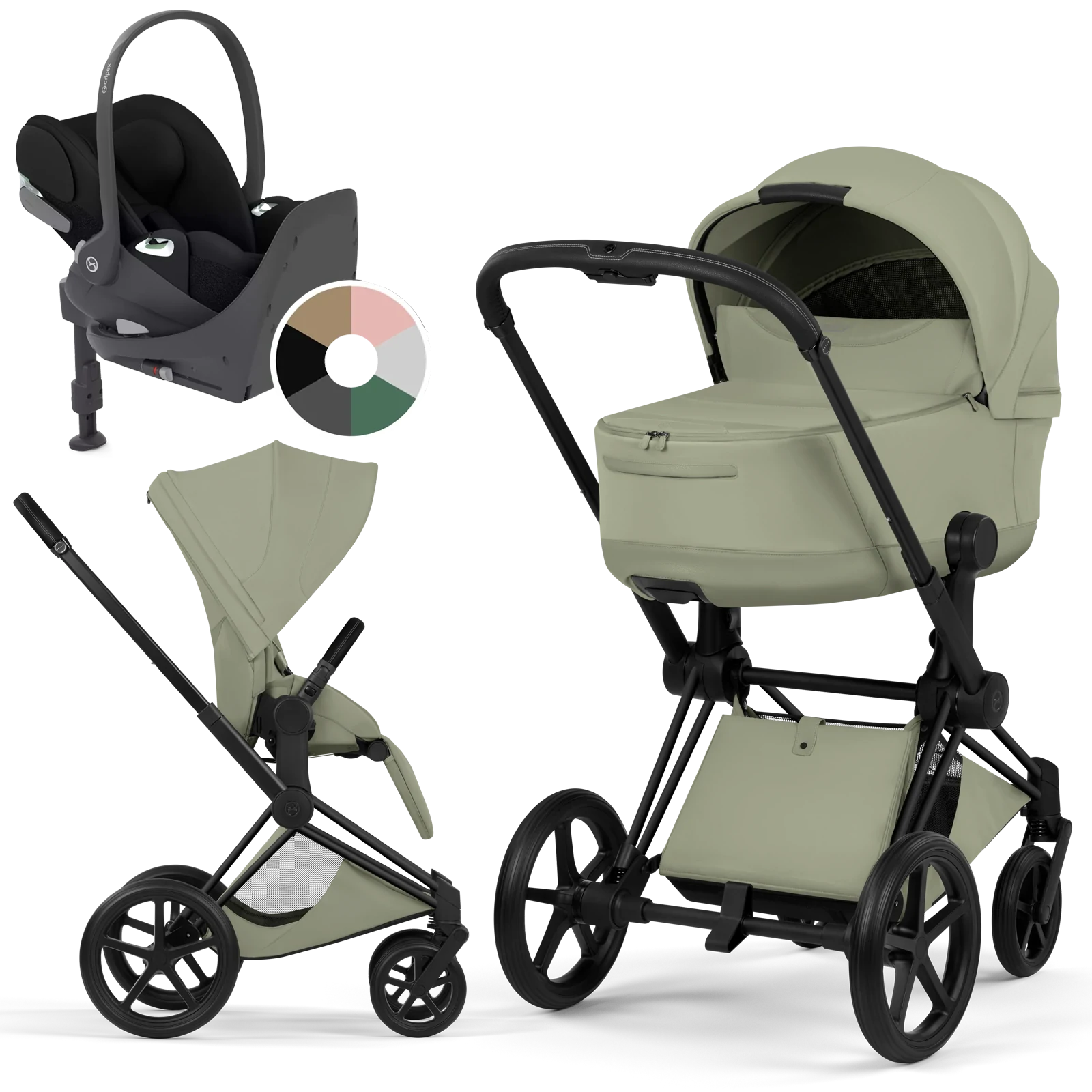 Cybex Priam 5.0 - wózek 4w1 | Sage Green - Matt Black (Style)