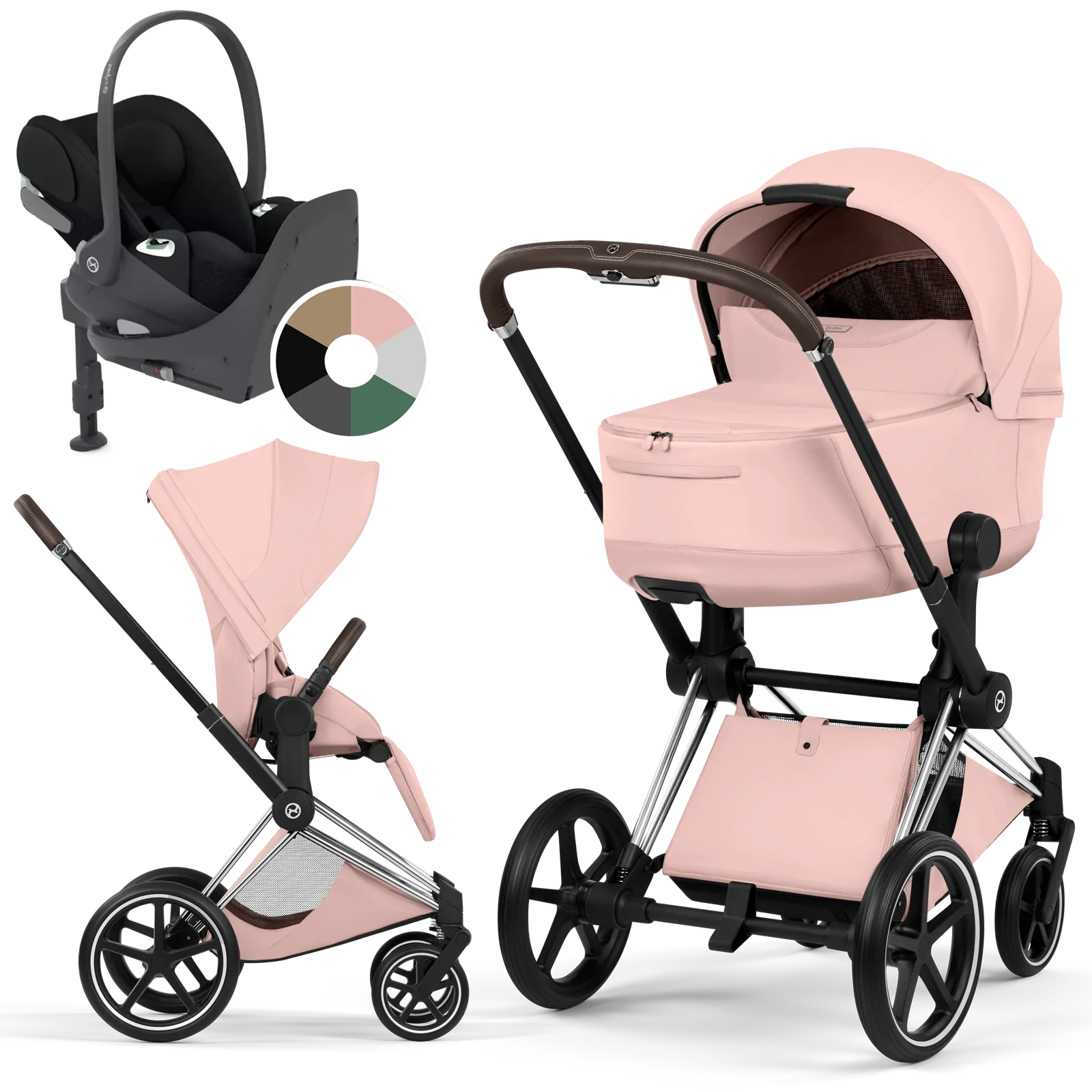 Cybex Priam 5.0 - wózek 4w1 | Peach Pink - Chrome (Style)