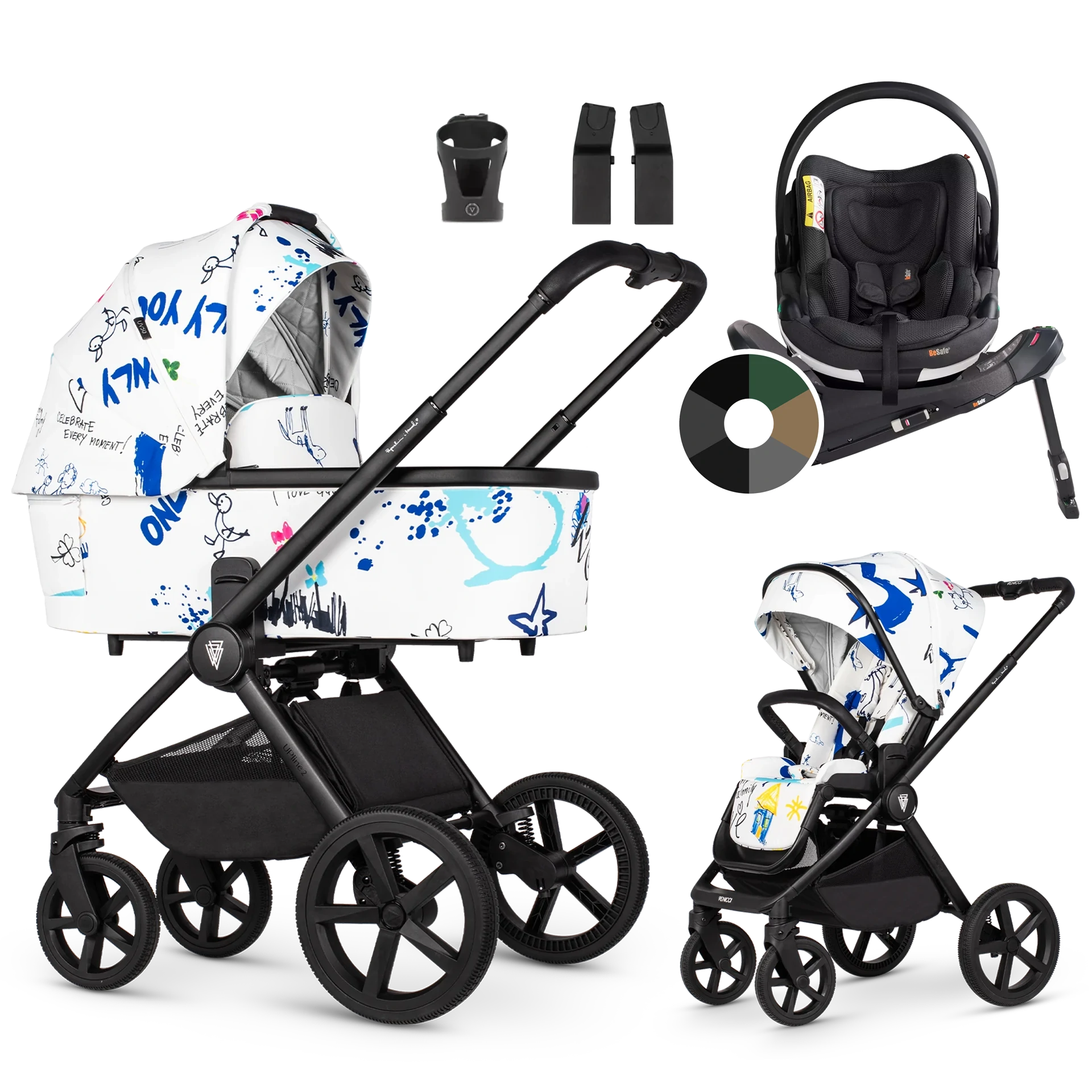 Venicci Upline 2 + BeSafe Go Beyond + baza Beyond +AKCESORIA - 4w1 | White