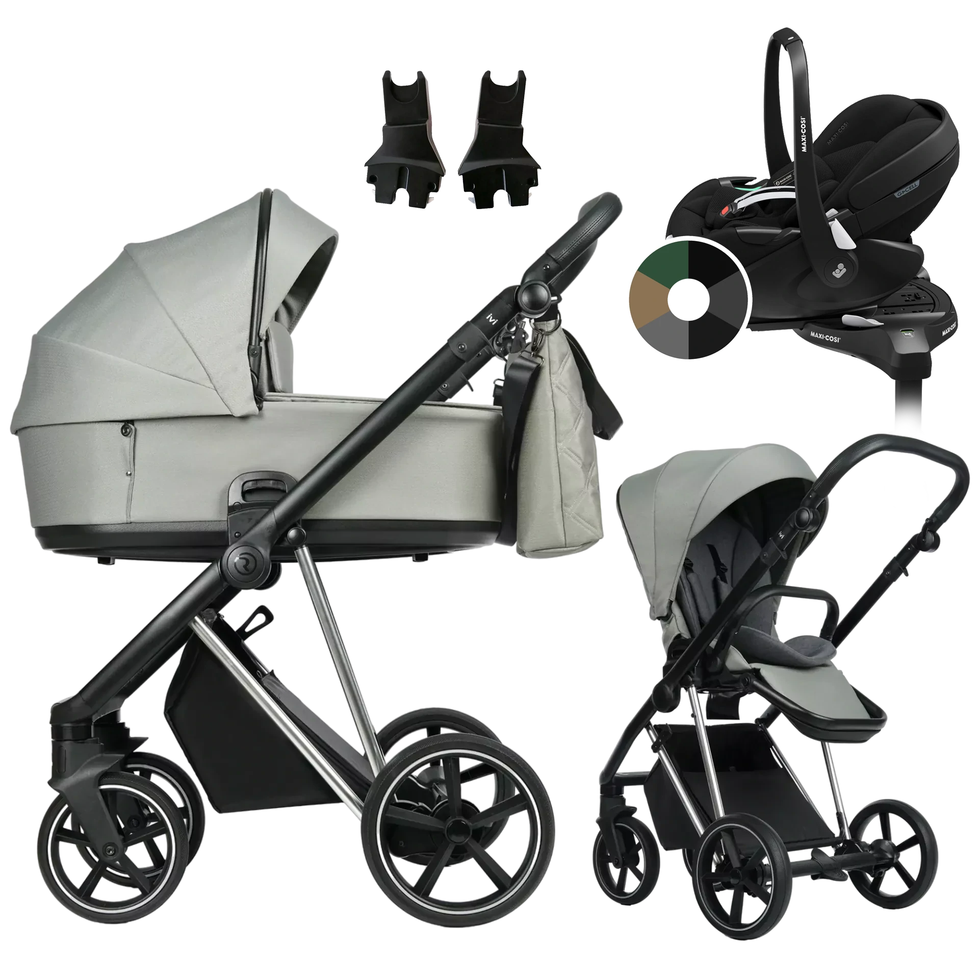 Roan Ivi 2.0 + Maxi-Cosi Pebble 360 Pro2 + baza +GRATIS - 4w1 | Tea Leaf