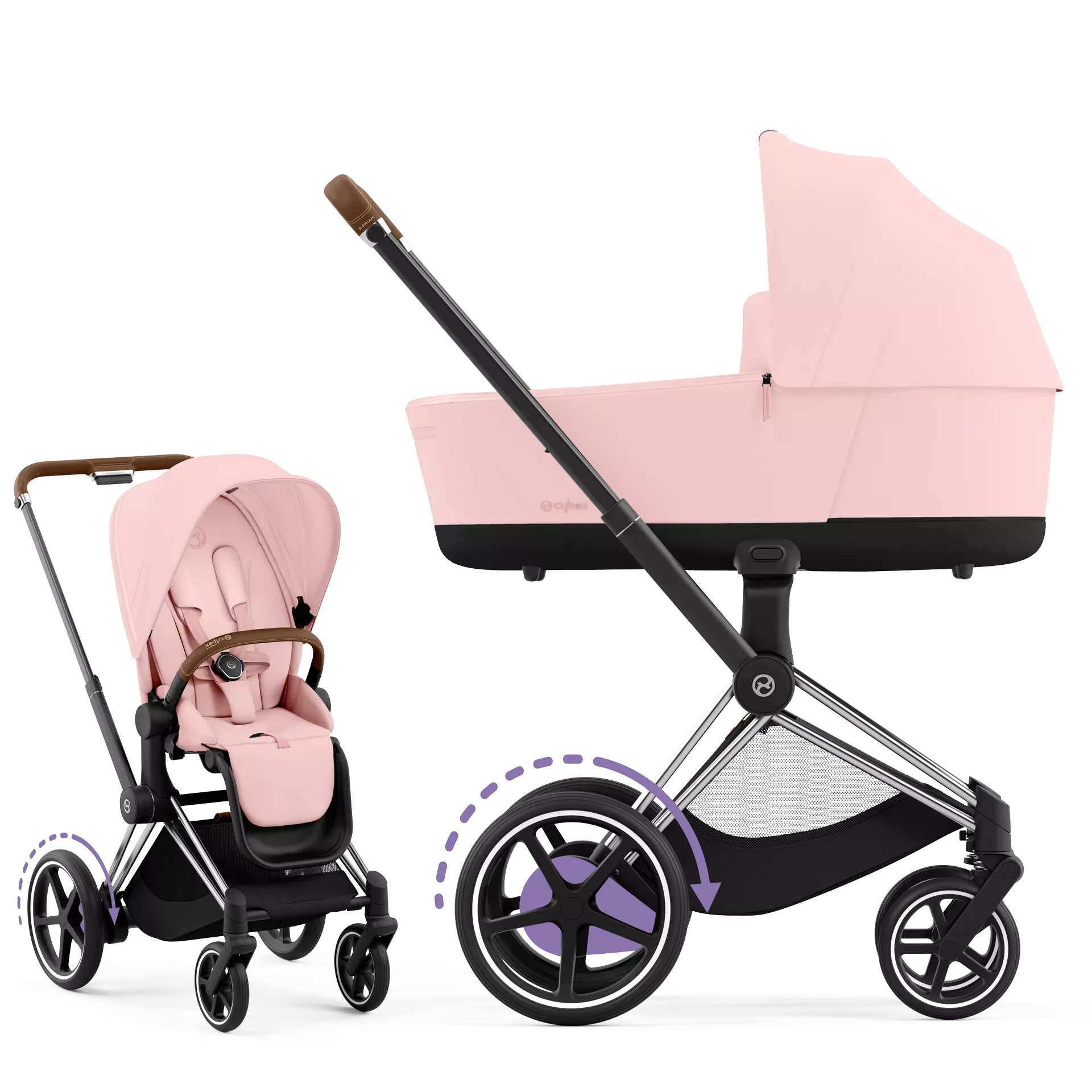Cybex e-Priam 4.0 - 2w1 | Peach Pink (Chrome Brown Frame)