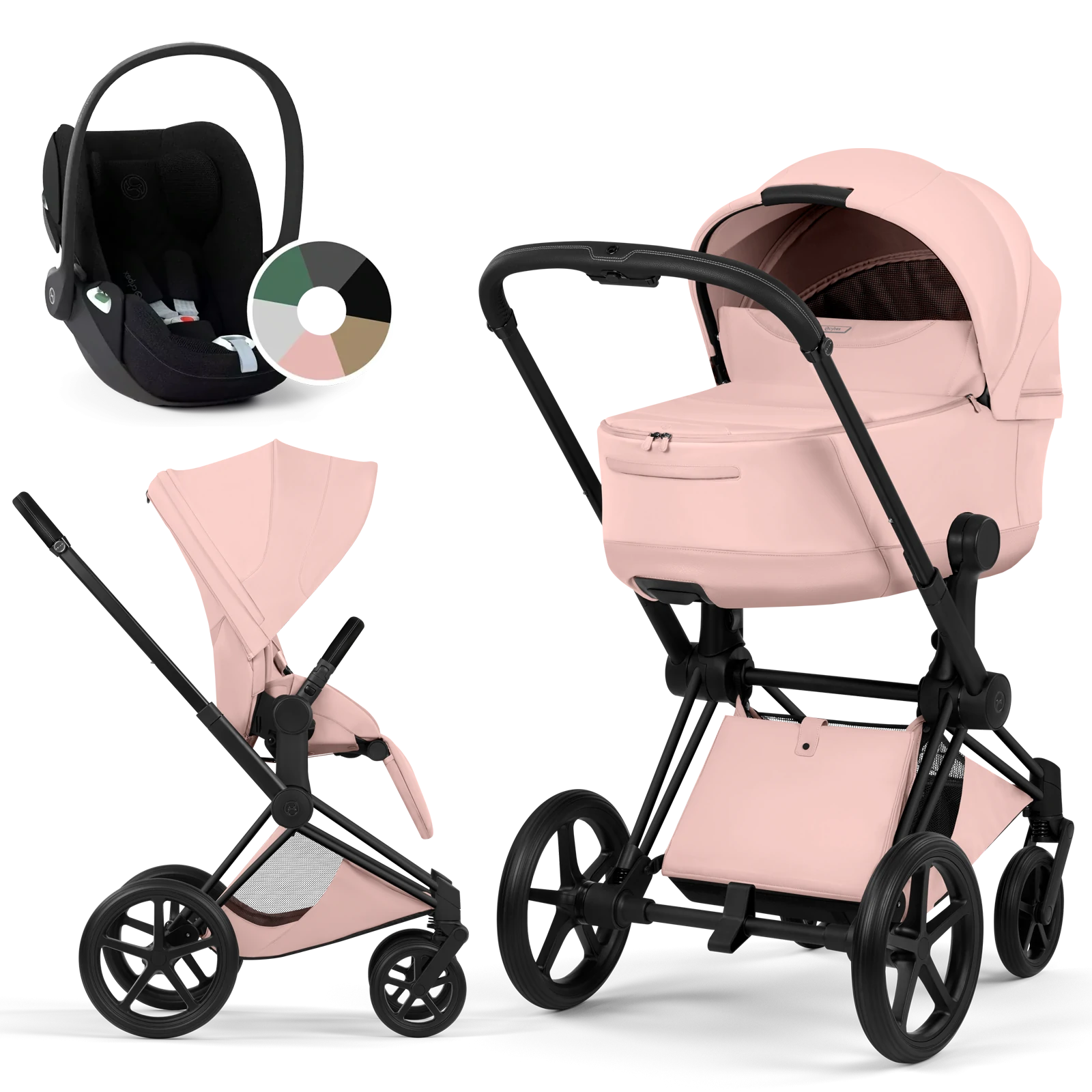 Cybex Priam 5.0 - wózek 3w1 | Peach Pink - Matt Black (Style)