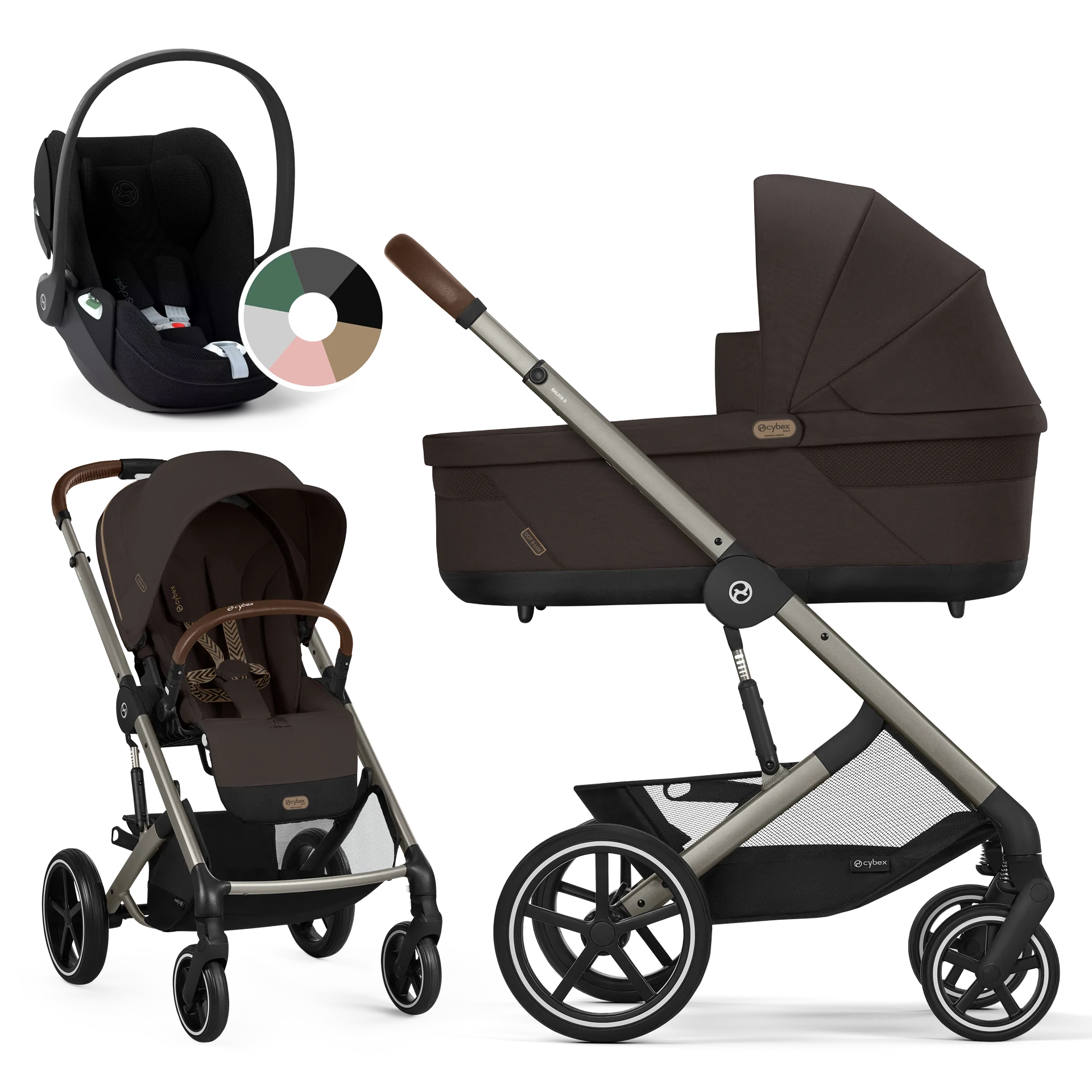 Cybex Balios S Lux + Cybex Cloud T i-Size - wózek 3w1 | Chocolate Brown