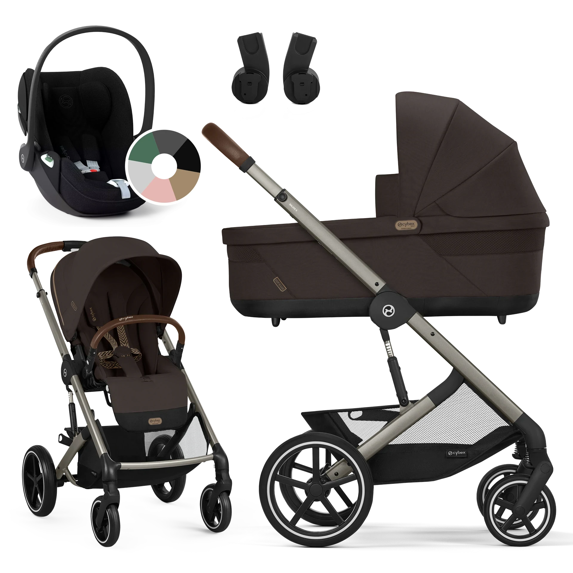 Cybex Balios S Lux + Cybex Cloud T i-Size - wózek 3w1 | Chocolate Brown