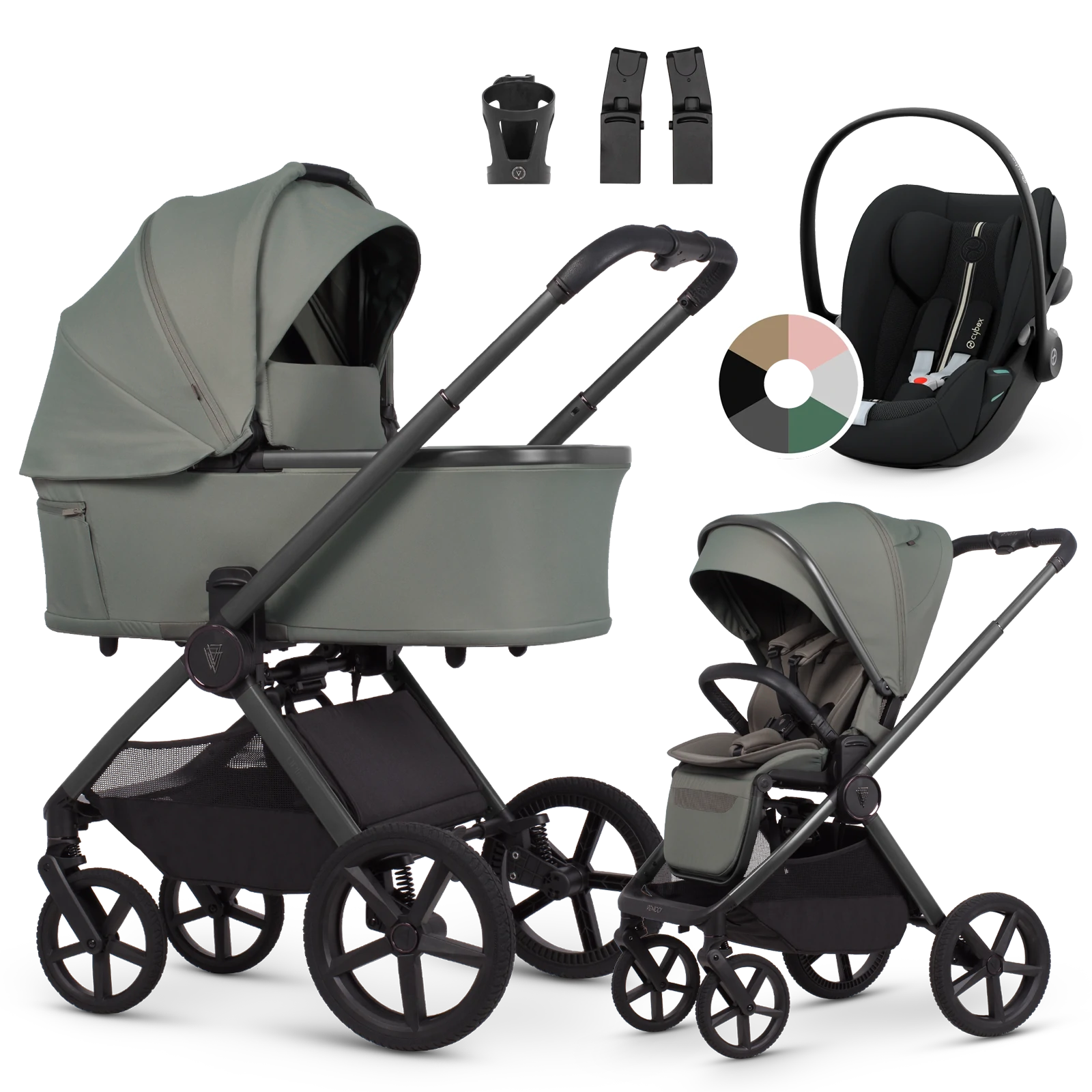 Venicci Upline 3 + Cybex Cloud G3 i-Size + AKCESORIA - 3w1 | Aloe