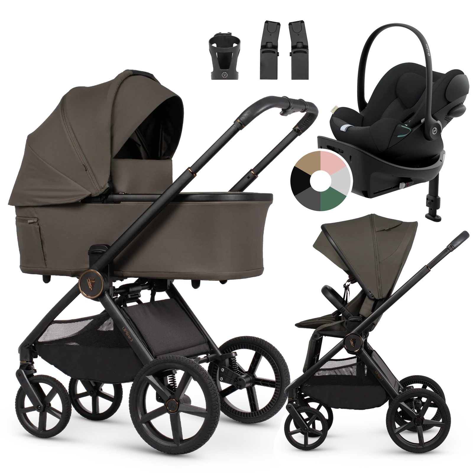 Venicci Upline 3 + Cybex Cloud G3 + baza G3 + AKCESORIA - 4w1 | Truffle