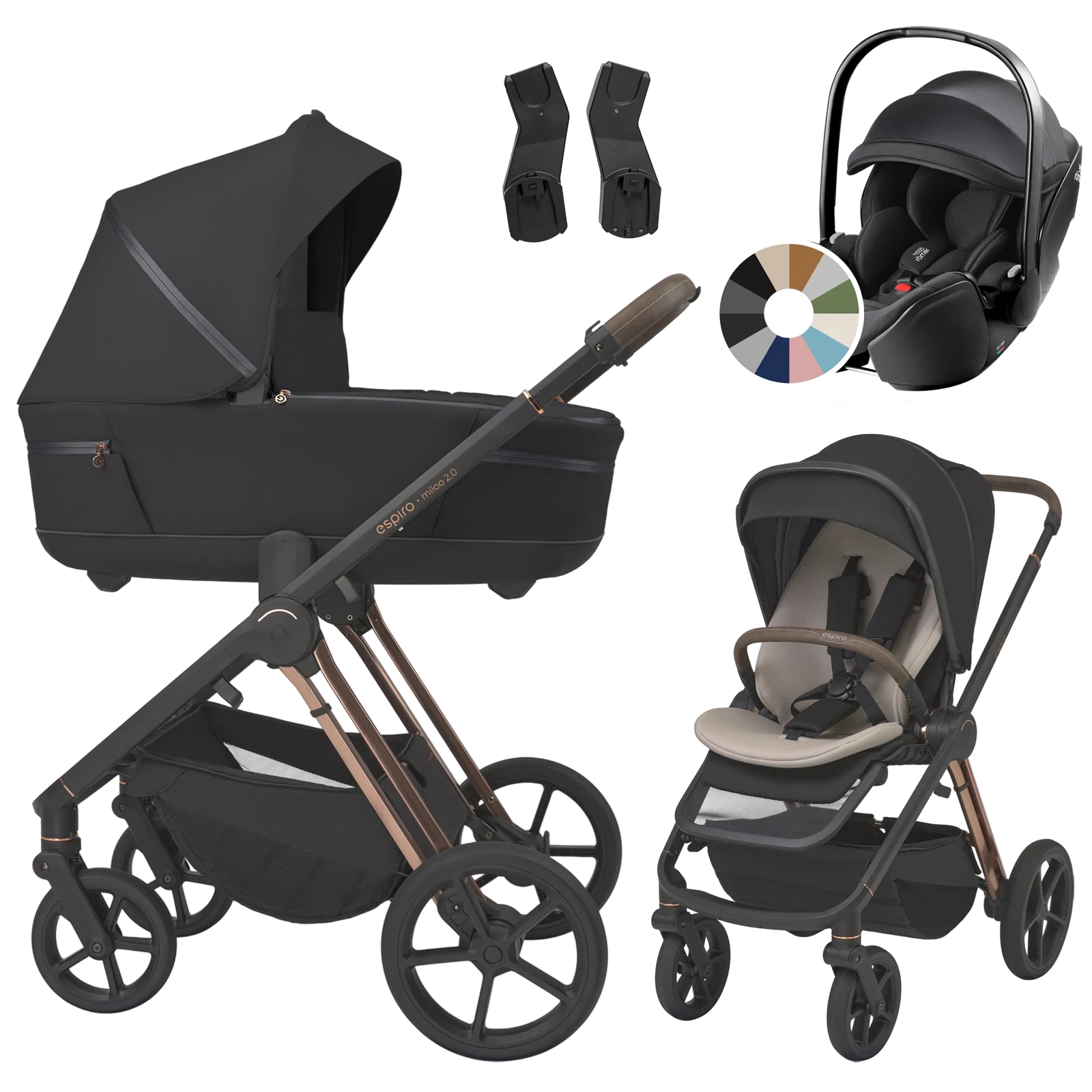 Espiro Miloo 2.0 + Britax Römer Baby-Safe Pro +GRATIS - 3w1 |  310 Diamond Black