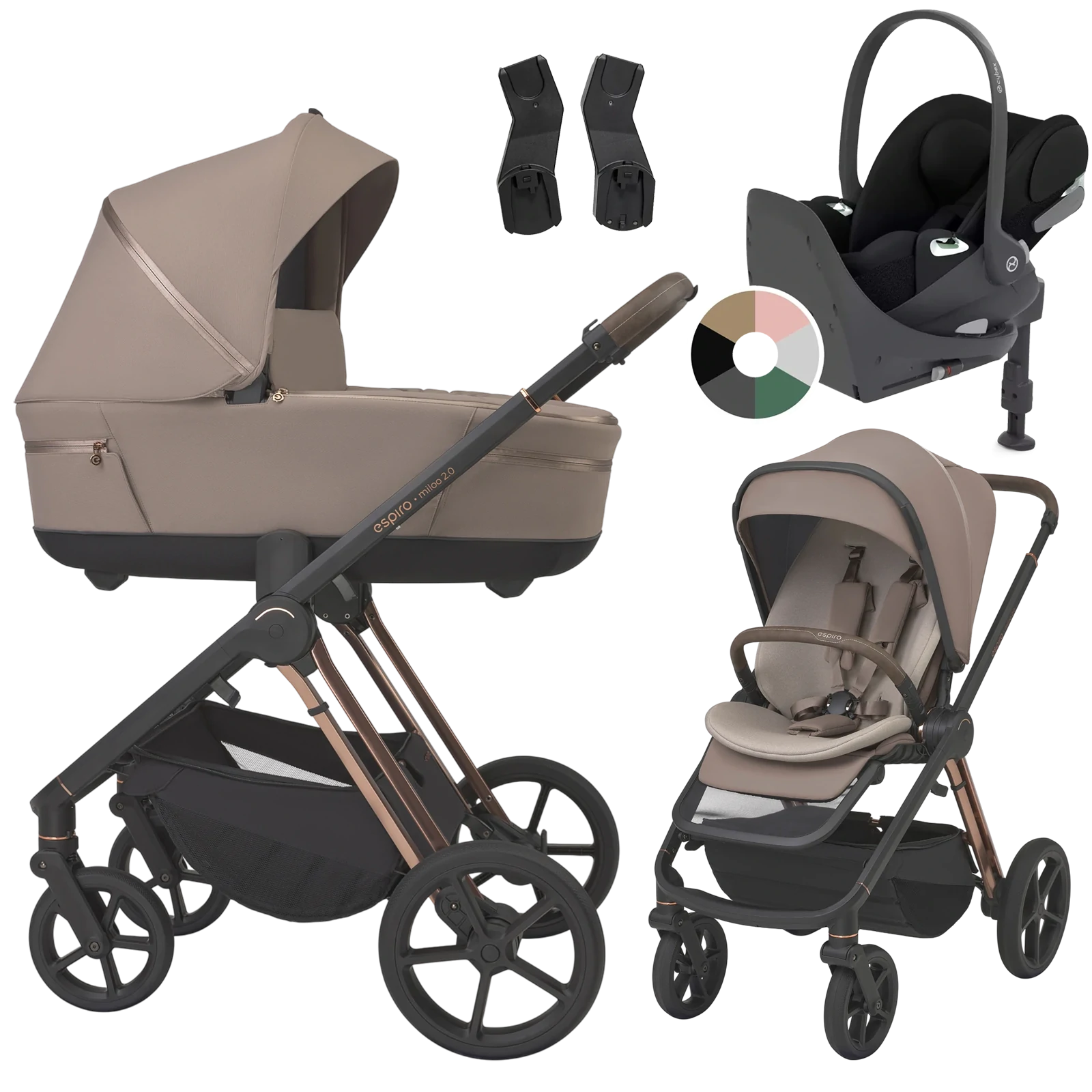 Espiro Miloo 2.0 + Cybex Cloud T i-Size + baza T +GRATIS - 4w1 | 309 Tasty Cappuccino