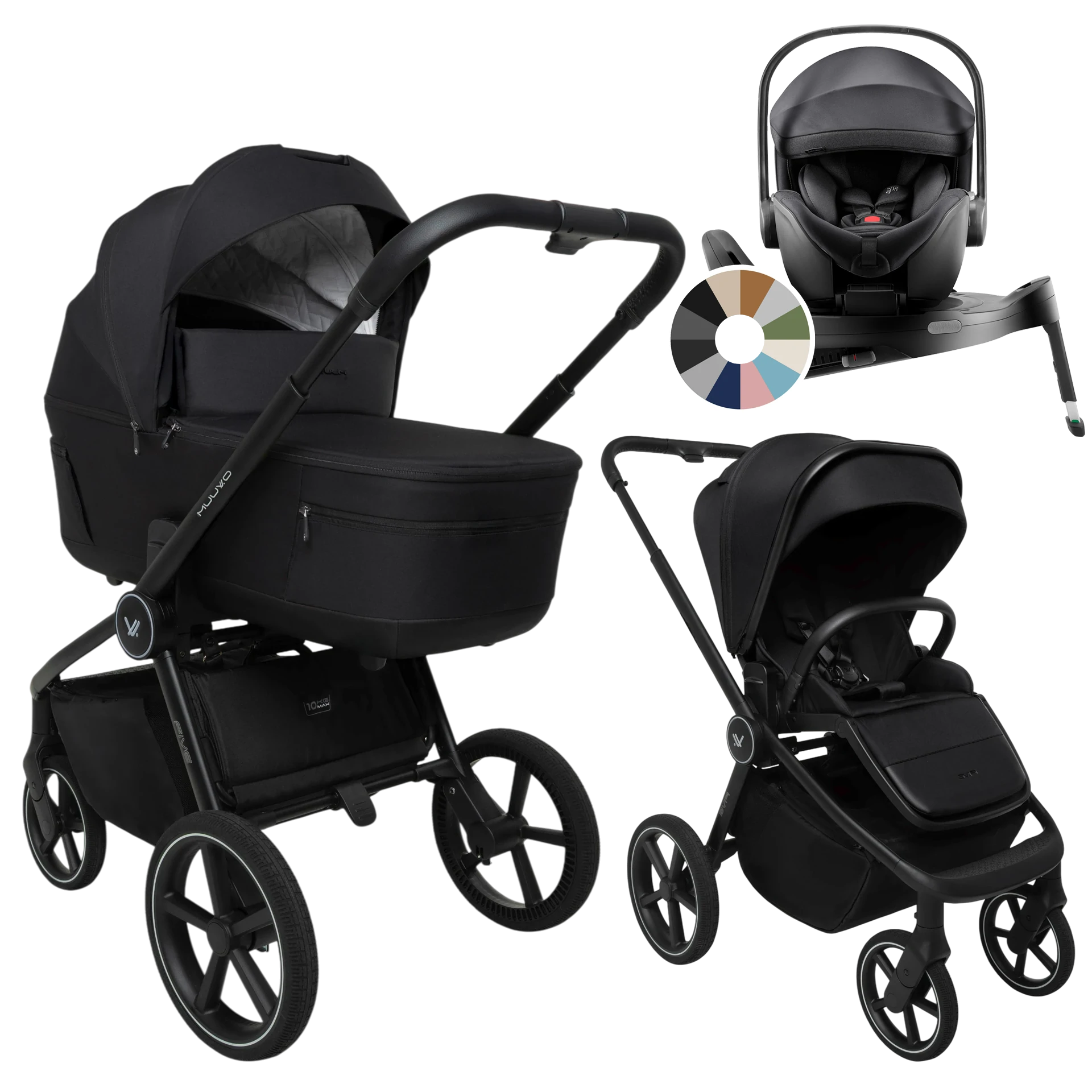 Muuvo Five + Britax Römer Baby-Safe Pro + baza Vario 5Z +GRATIS - 4w1 | Classic Black