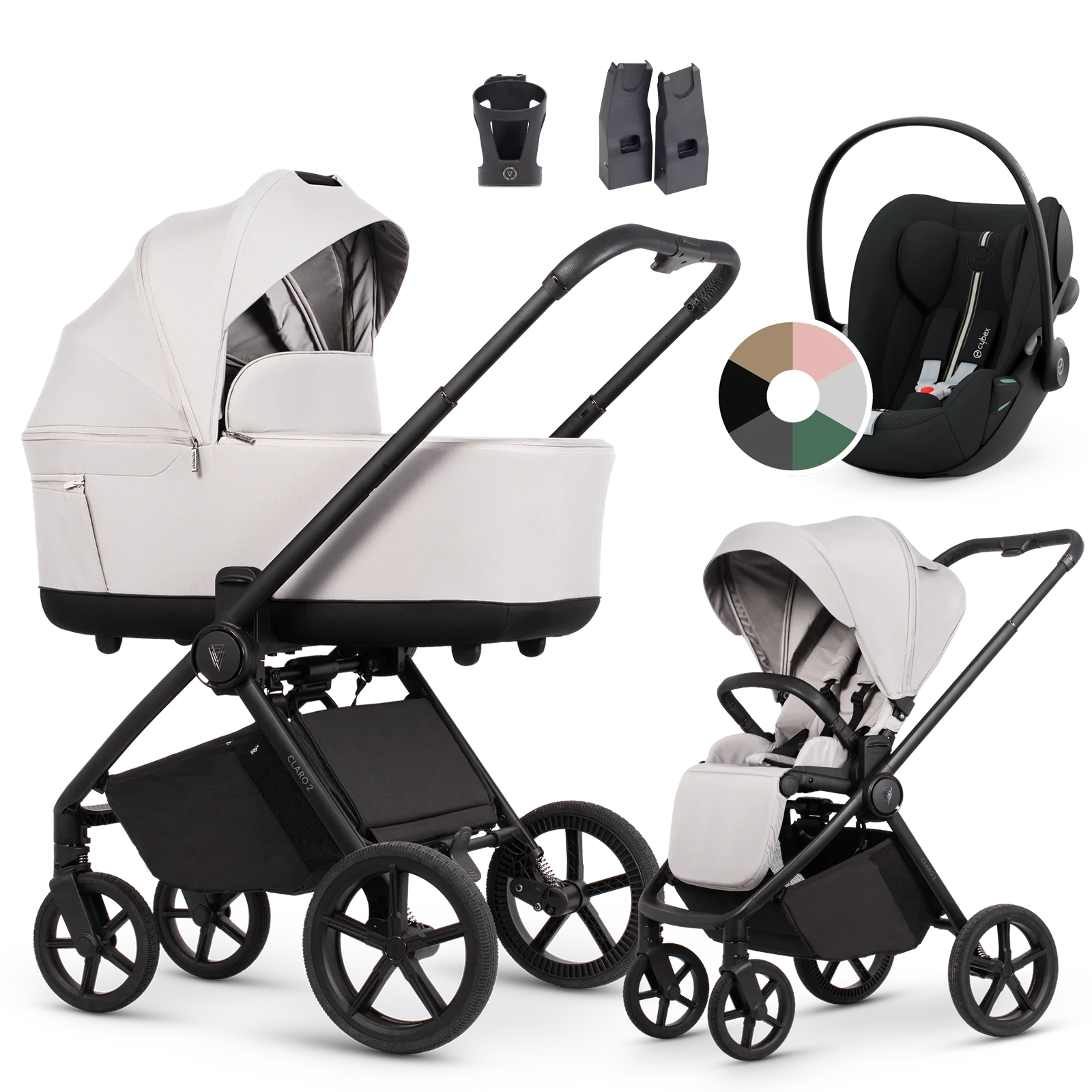 Venicci Claro 2 + Cybex Cloud G3 i-Size + AKCESORIA - 3w1 | Vanilla