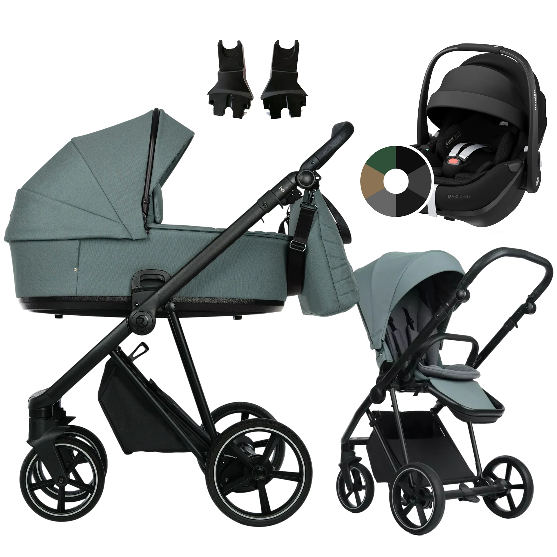 Roan Ivi 2.0 + Maxi-Cosi Pebble 360 Pro2 +GRATIS - 3w1 | Pine Green Black