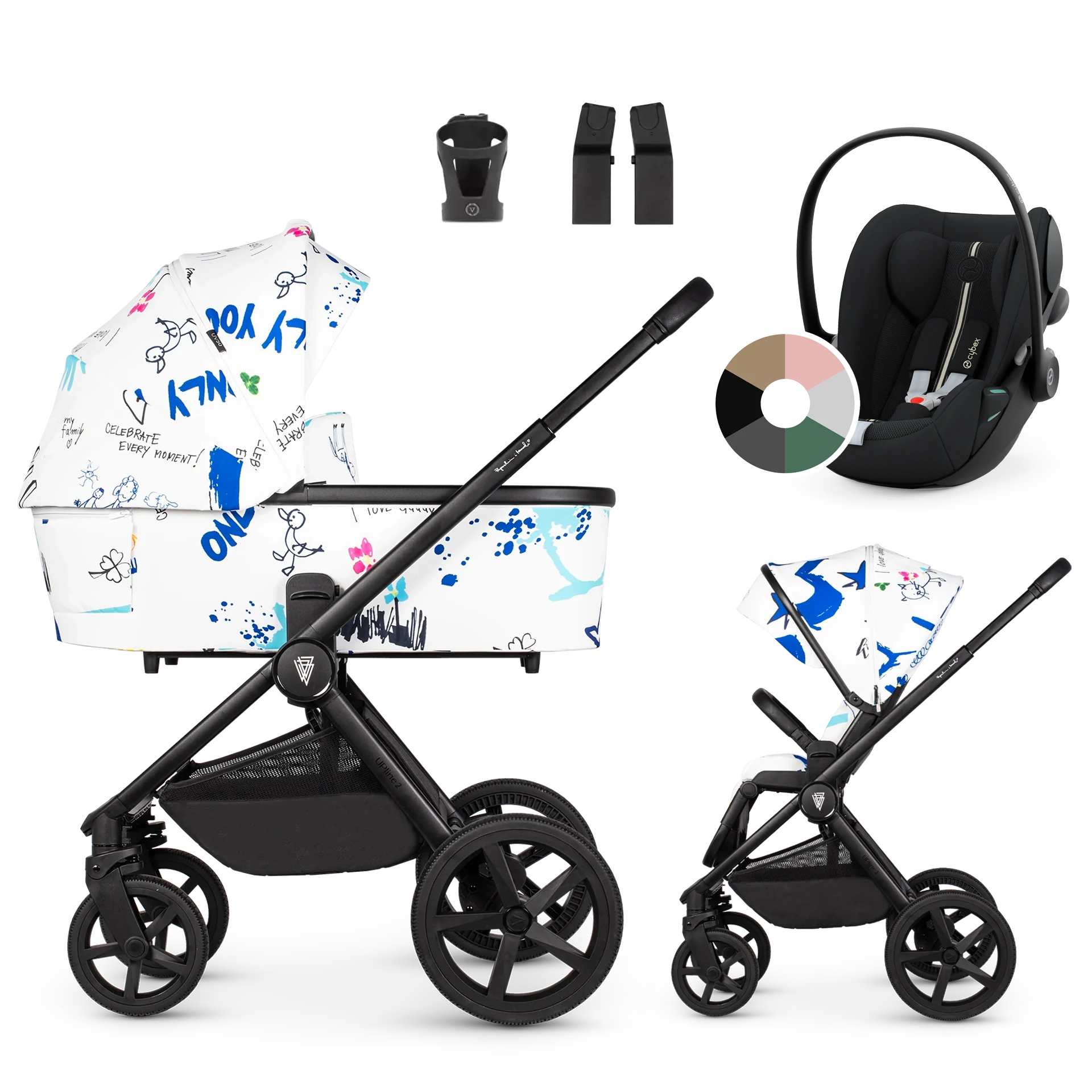 Venicci Upline 2 + Cybex Cloud G i-Size +AKCESORIA - 3w1 | White