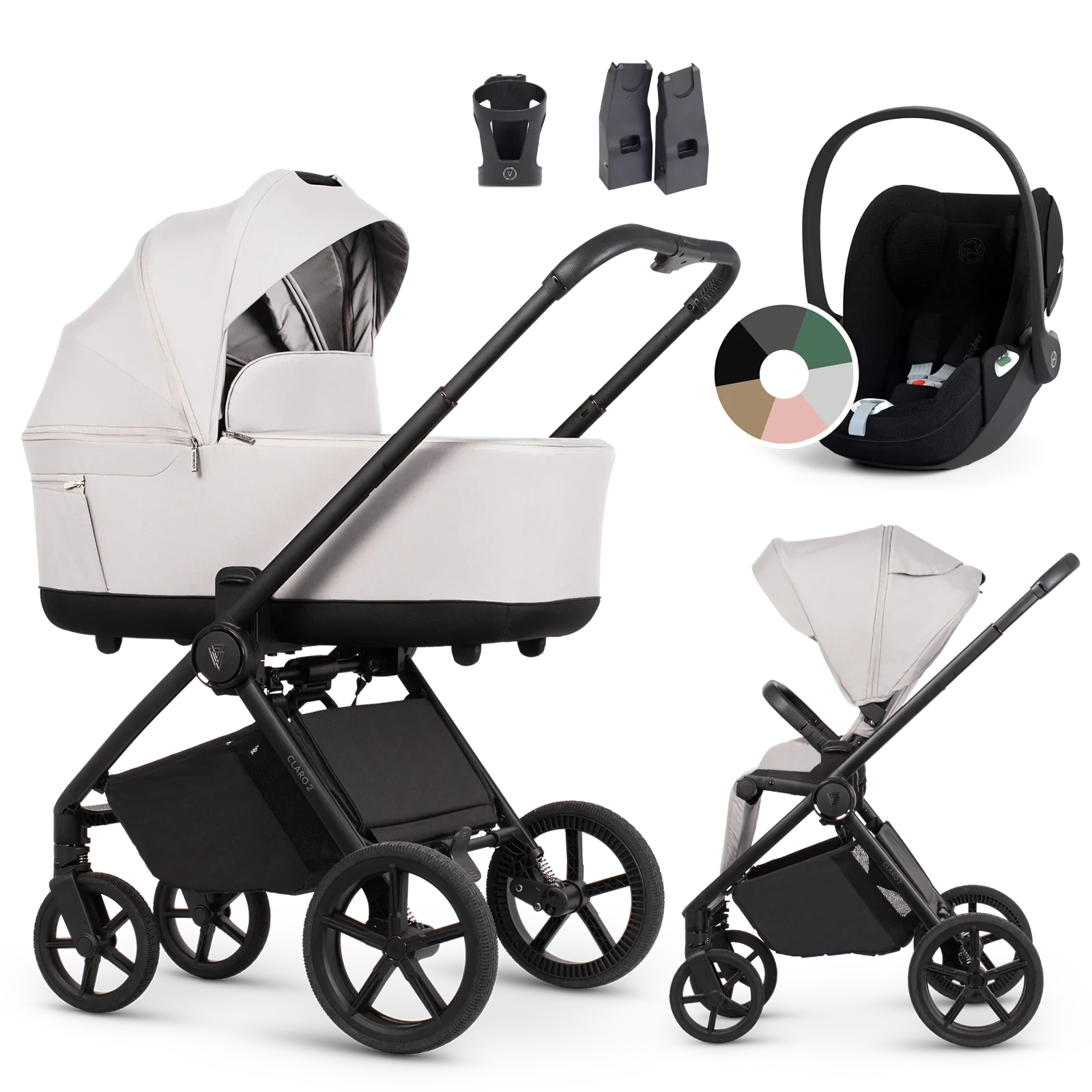 Venicci Claro 2 + Cybex Cloud T i-Size + AKCESORIA - 3w1 | Vanilla