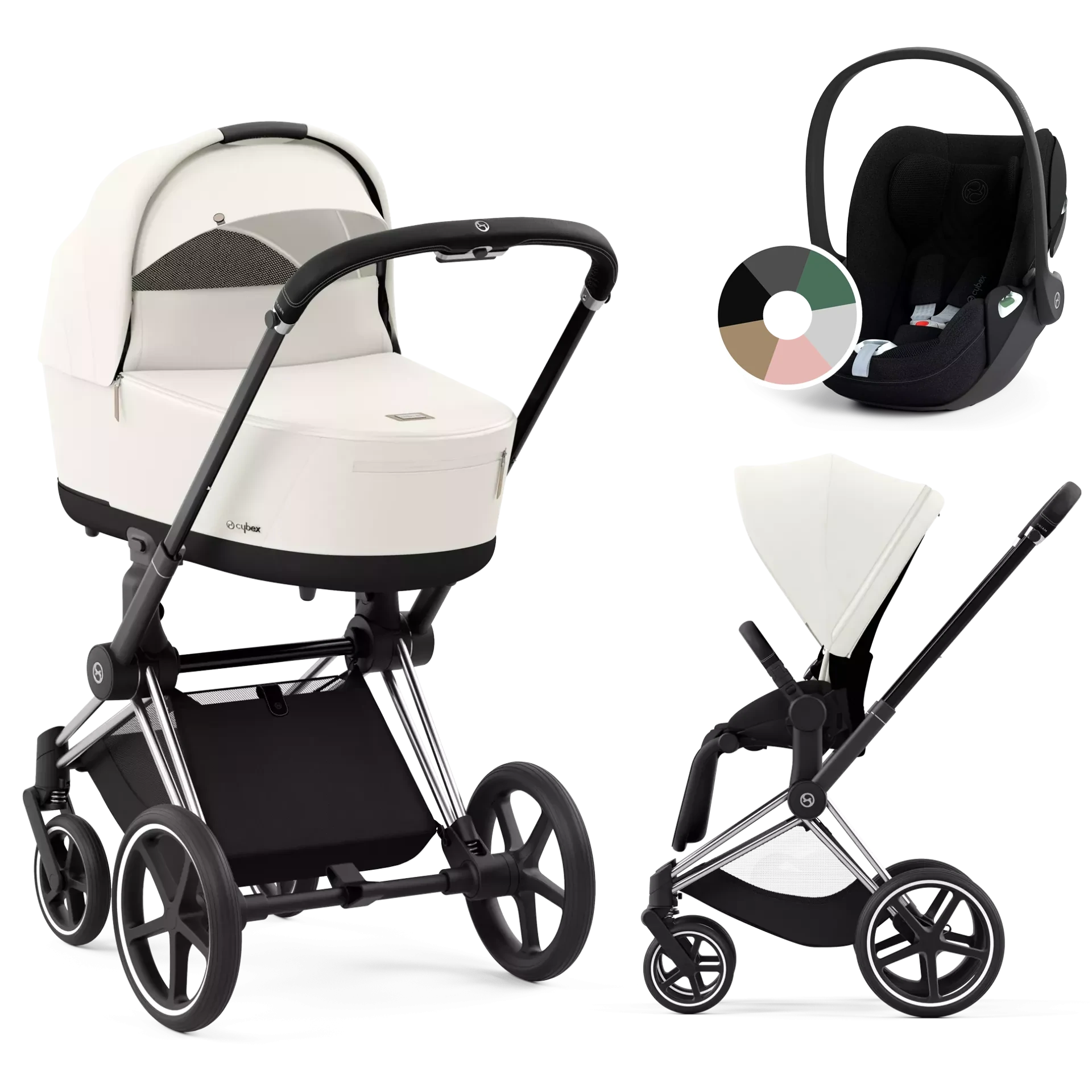 Cybex Priam 4.0 + Cybex Cloud T i-Size - 3w1 | Off White (Chrome Black Frame)