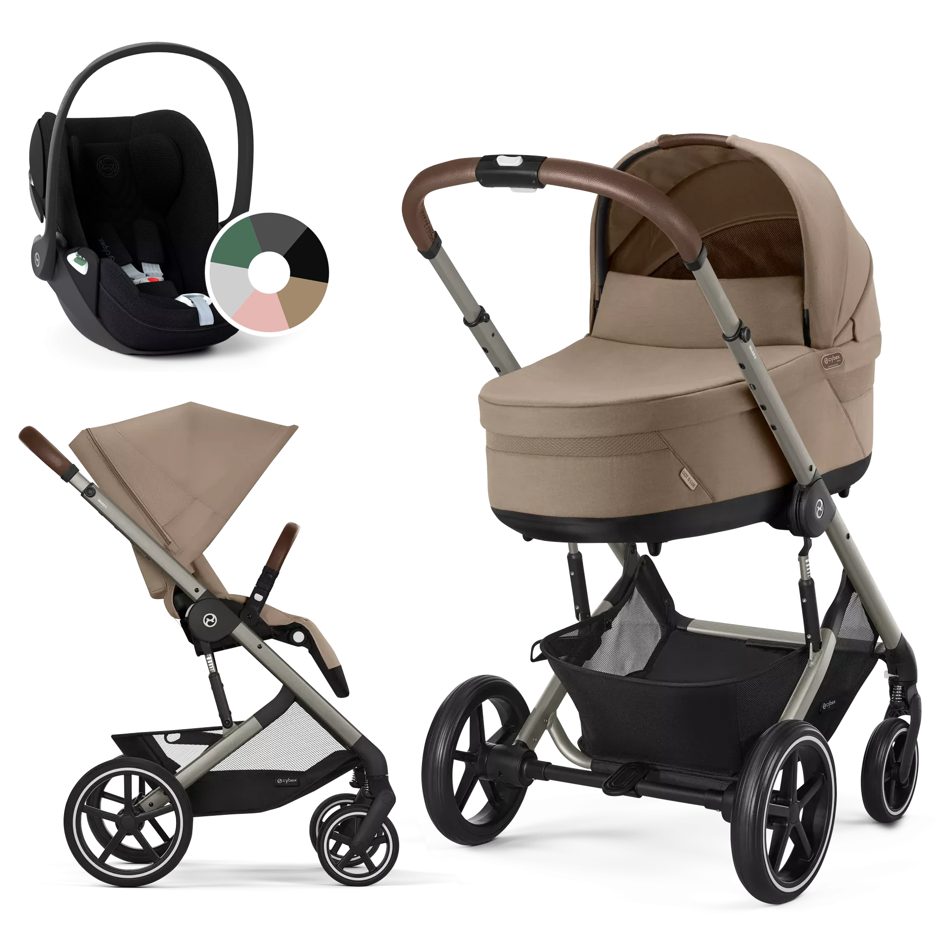 Cybex Balios S Lux + fotelik Cybex Cloud T i-Size - wózek 3w1 | Almond Beige