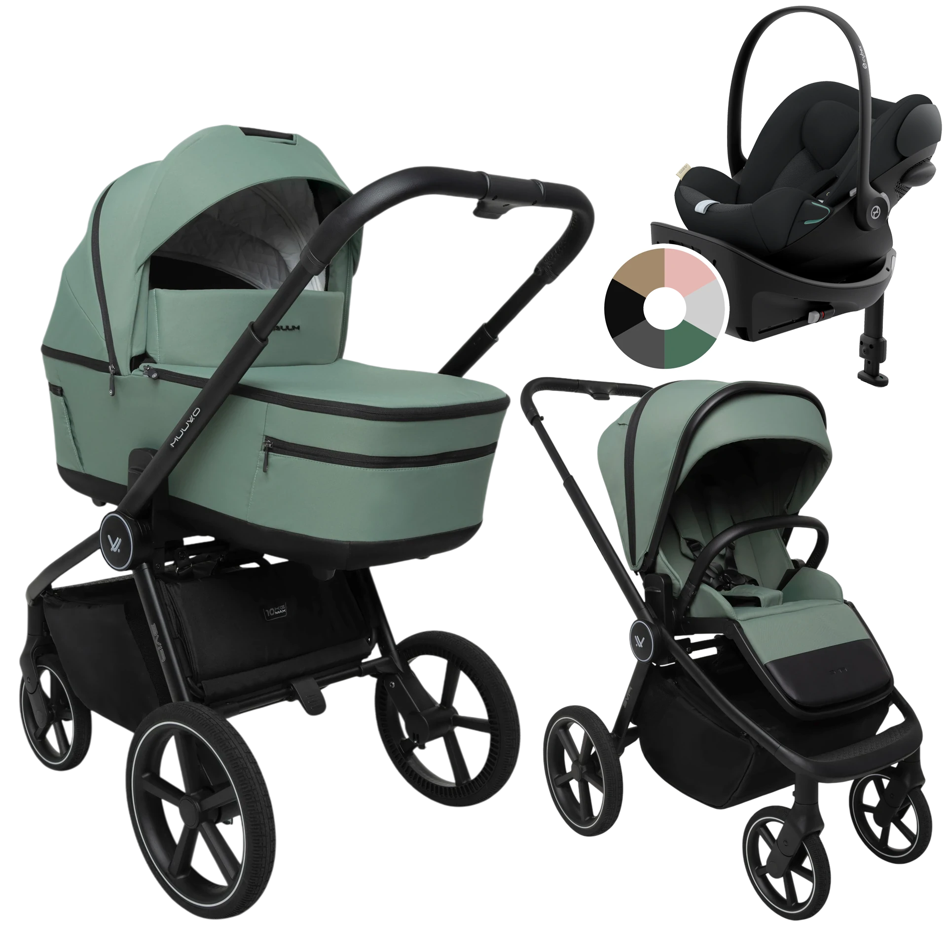 Muuvo Five + Cybex Cloud G + baza G +GRATIS - 4w1 | Pine Green