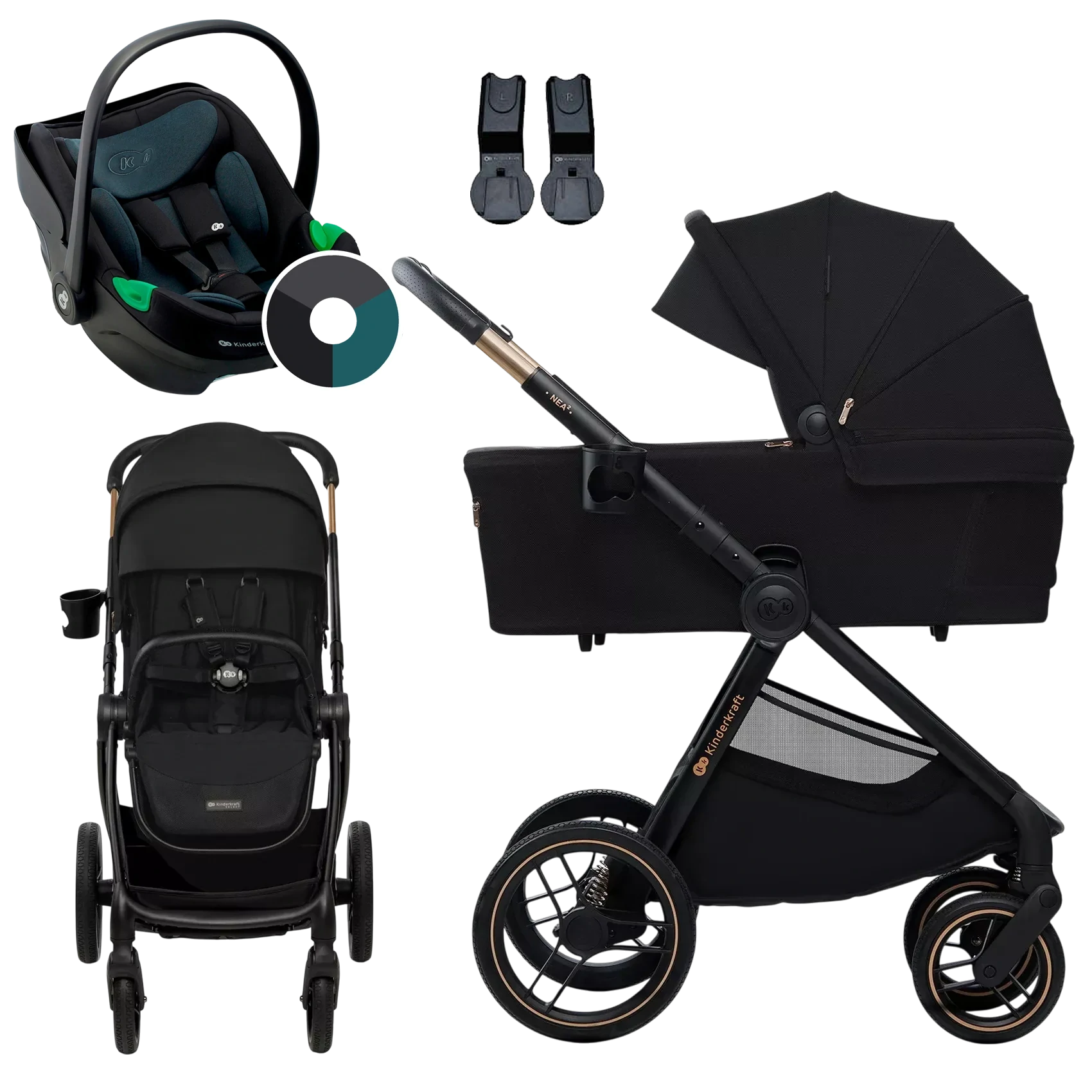 Kinderkraft Nea 2 + Kinderkraft i-Care +GRATIS - 3w1 | Midnight Black