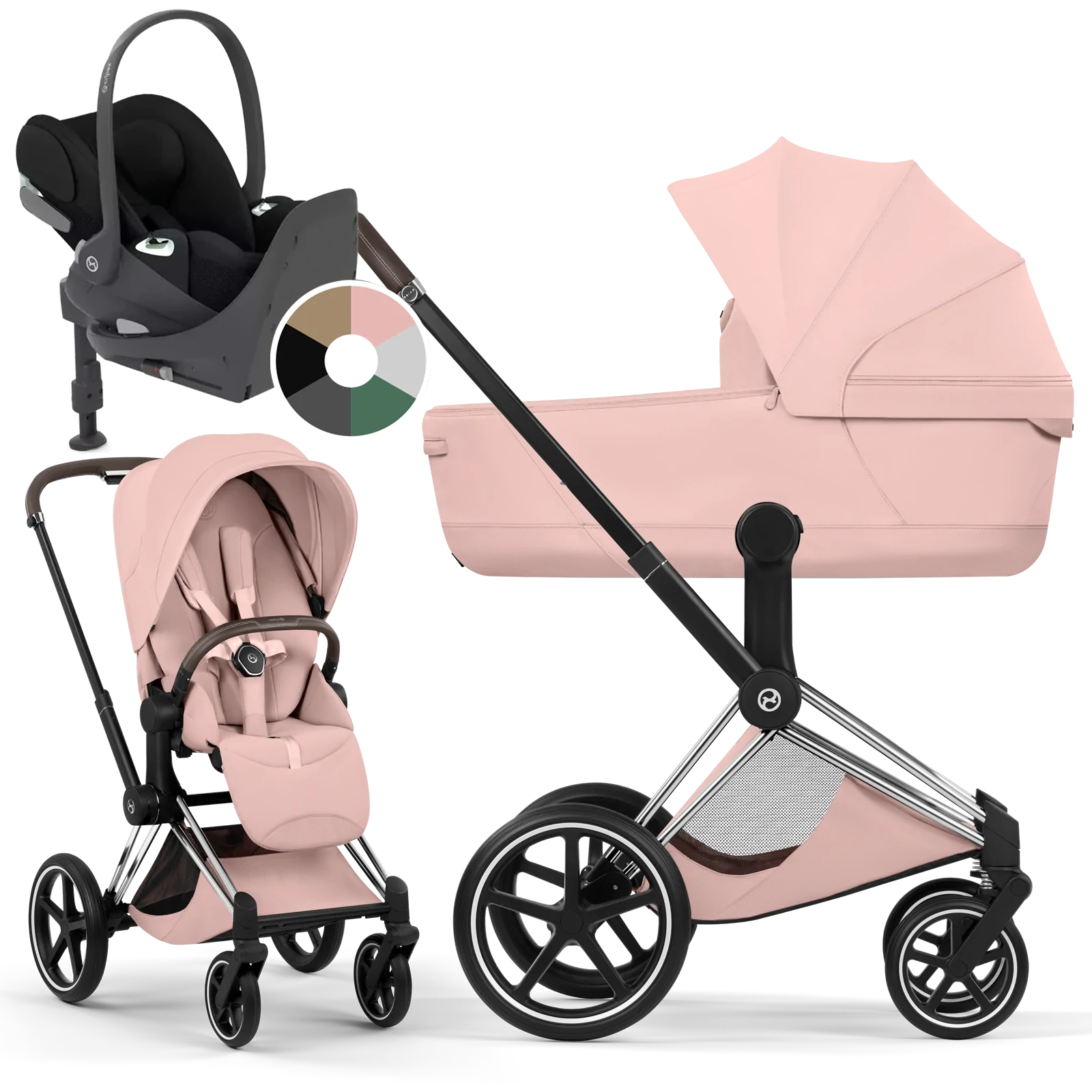 Cybex Priam 5.0 - wózek 4w1 | Peach Pink - Chrome (Style)