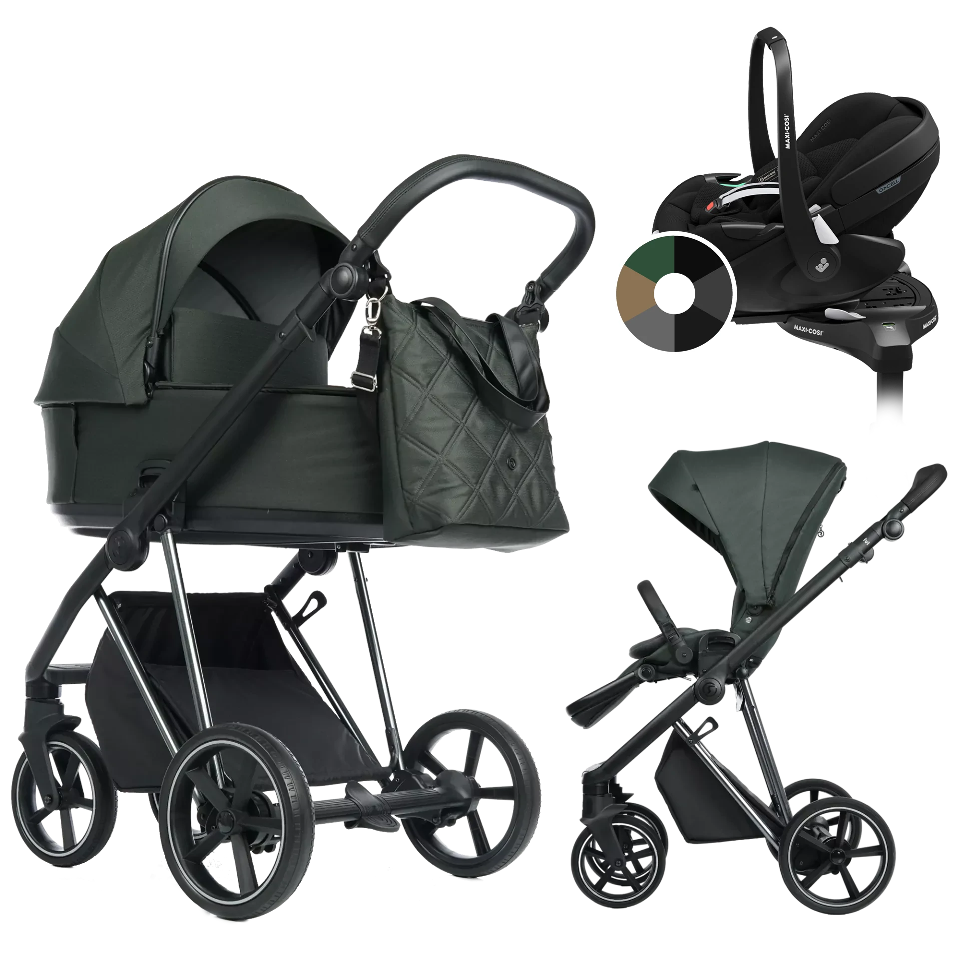 Roan Ivi 2.0 + Maxi-Cosi Pebble 360 Pro2 + baza +GRATIS - 4w1 | Black Forest