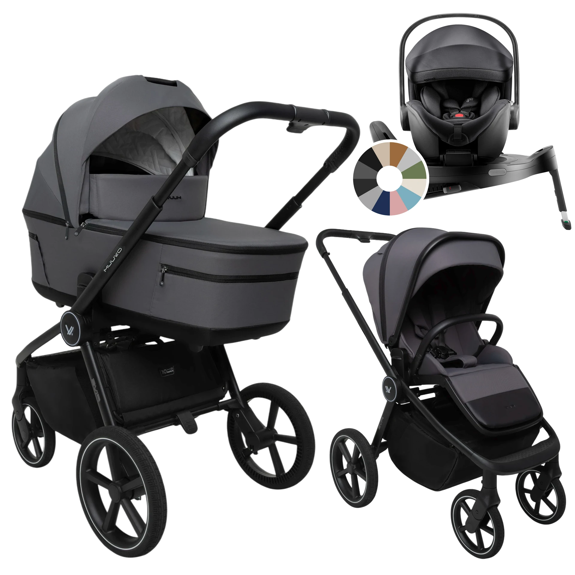 Muuvo Five + Britax Römer Baby-Safe Pro + baza Vario 5Z +GRATIS - 4w1 | Iron Graphite