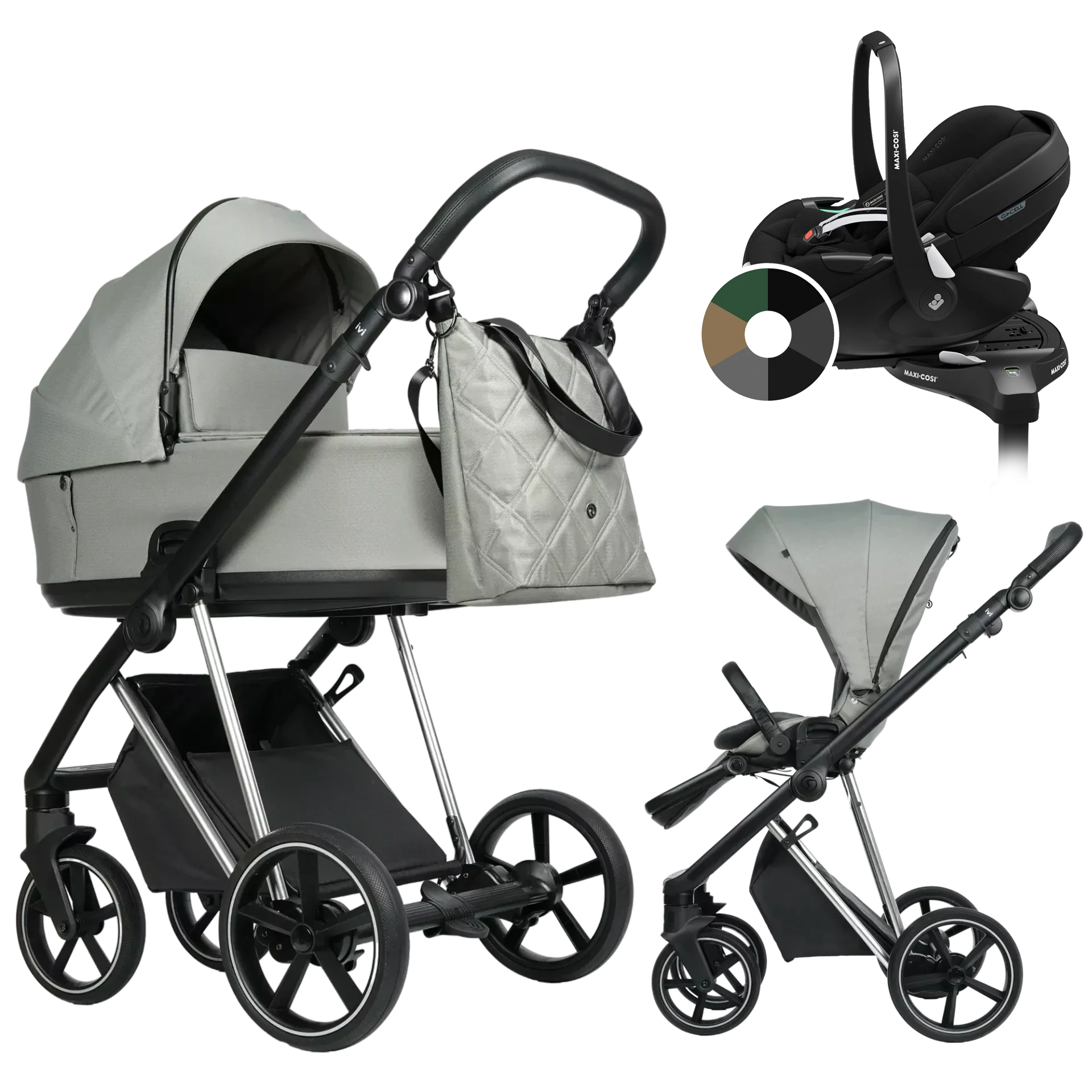 Roan Ivi 2.0 + Maxi-Cosi Pebble 360 Pro2 + baza +GRATIS - 4w1 | Tea Leaf