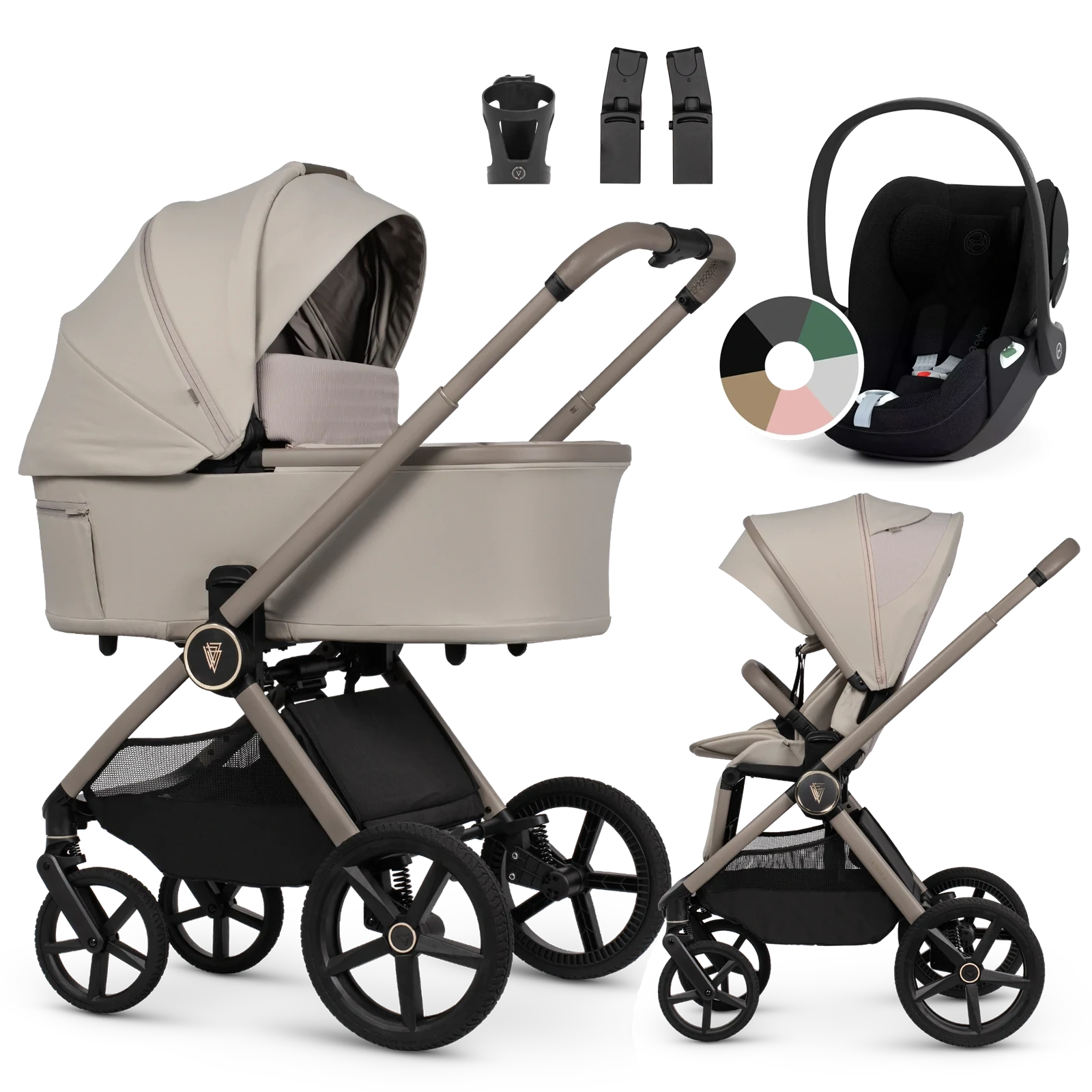 Venicci Upline 3 + Cybex Cloud T i-Size + AKCESORIA - 3w1 | Pebble