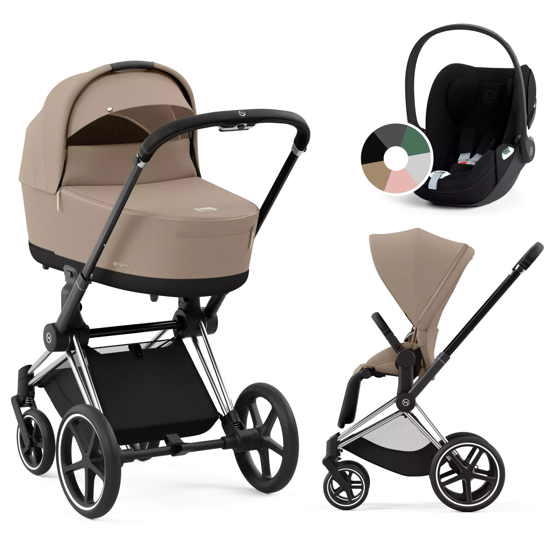 Cybex Priam 4.0 + Cybex Cloud T i-Size - 3w1 | Cozy Beige (Chrome Black Frame)