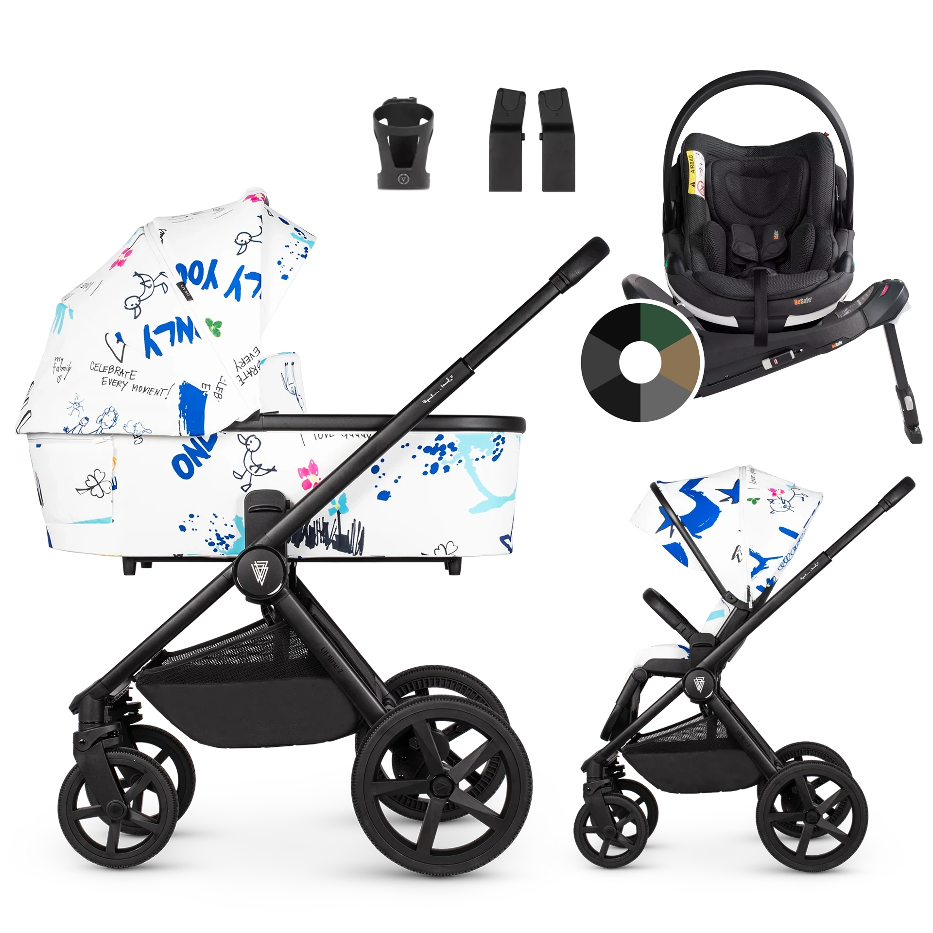 Venicci Upline 2 + BeSafe Go Beyond + baza Beyond +AKCESORIA - 4w1 | White