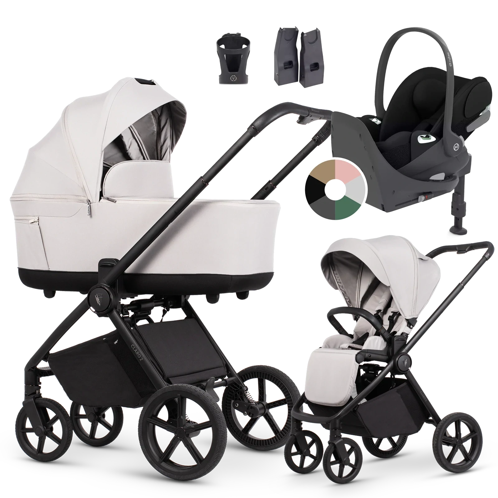 Venicci Claro 2 + Cybex Cloud T + baza T + AKCESORIA - 4w1 | Vanilla