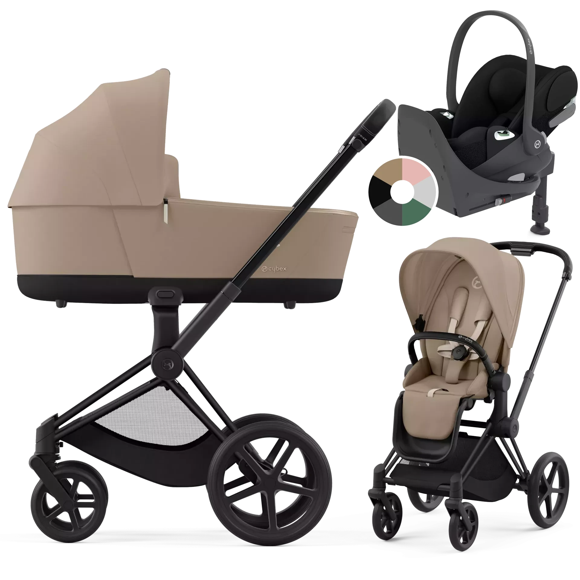 Cybex Priam 4.0 + Cybex Cloud T i-Size + baza T - 4w1 | Cozy Beige (Matt Black Frame)
