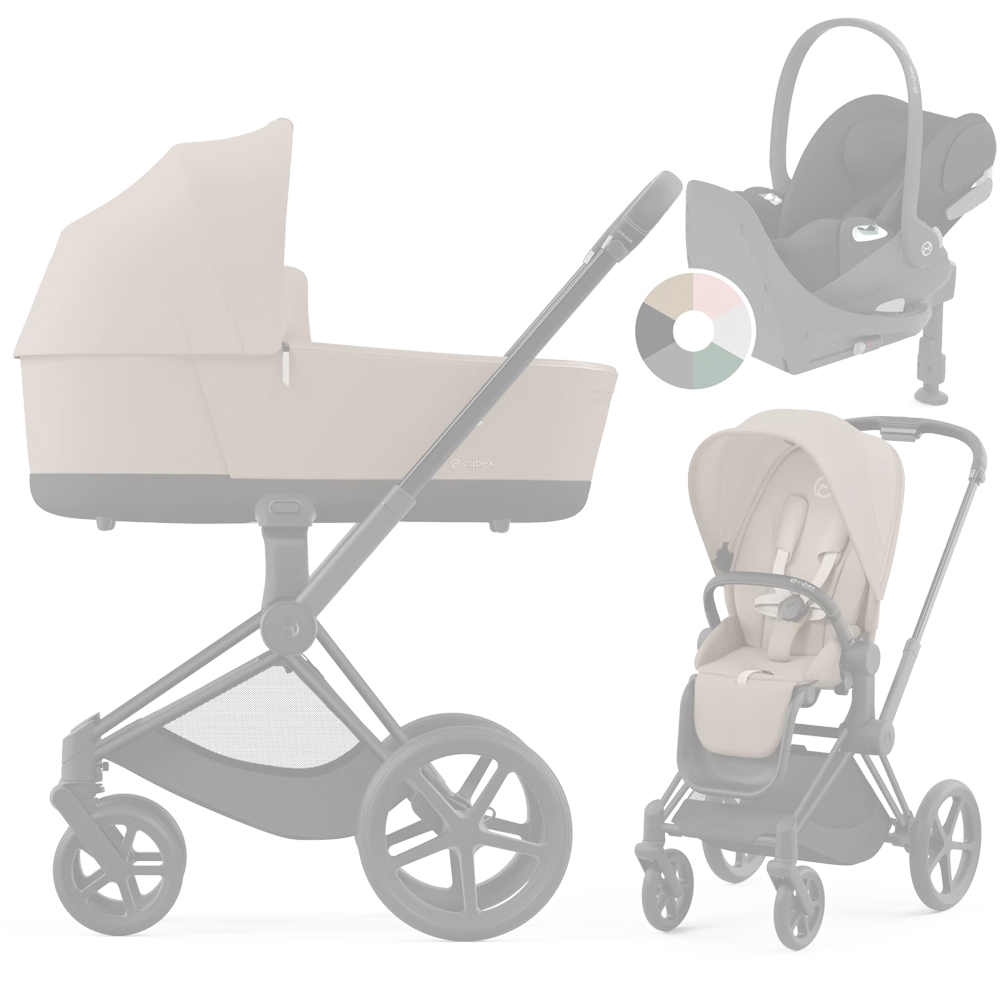 Cybex Priam 4.0 + Cybex Cloud T i-Size + baza T - 4w1 | Cozy Beige (Matt Black Frame)