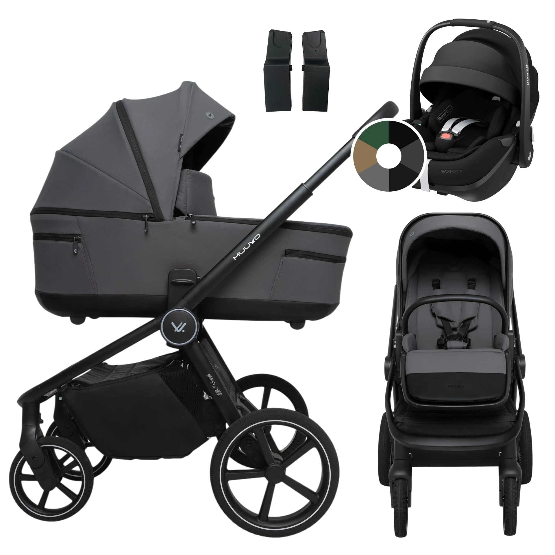 Muuvo Five + Maxi-Cosi Pebble 360 Pro2 +GRATIS - 3w1 | Iron Graphite