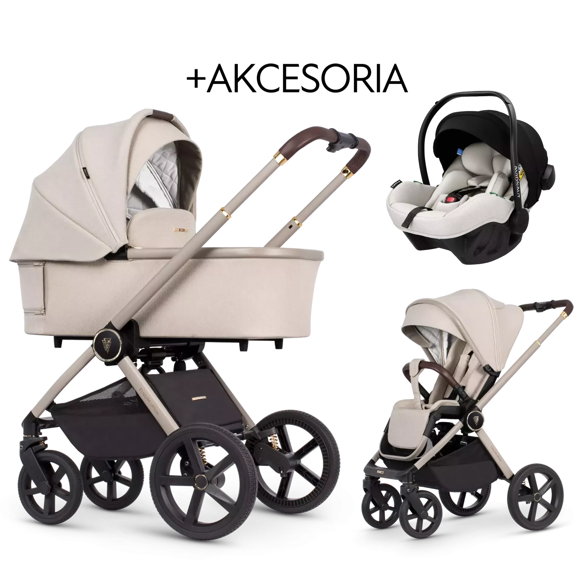 Venicci Tinum Upline + Avionaut Pixel Pro 2.0 C + AKCESORIA - 3w1 | Stone Beige Venicci Tinum Upline + Avionaut Pixel Pro 2.0 C + AKCESORIA - 3w1 | Stone Beige