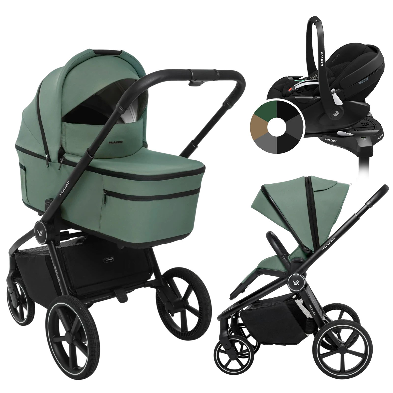 Muuvo Fold + Maxi-Cosi Pebble 360 Pro2 + baza + GRATIS - 4w1 | Pine Green